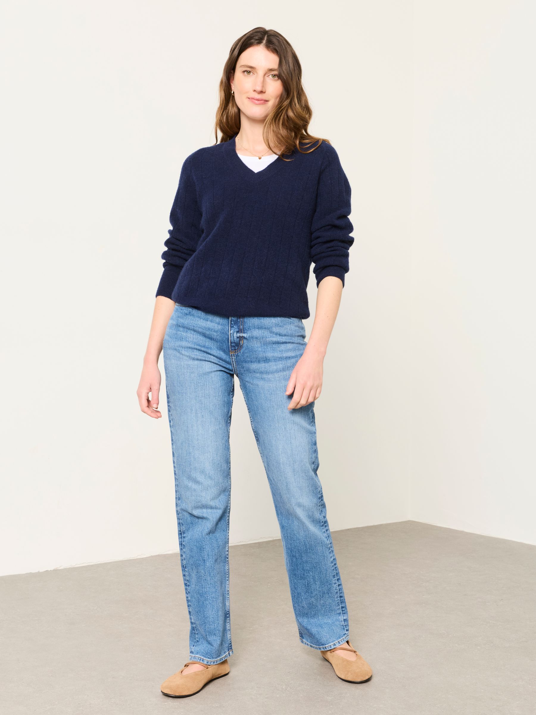 Halle Navy Knitted V Neck Jumpers - Image 4 of 6