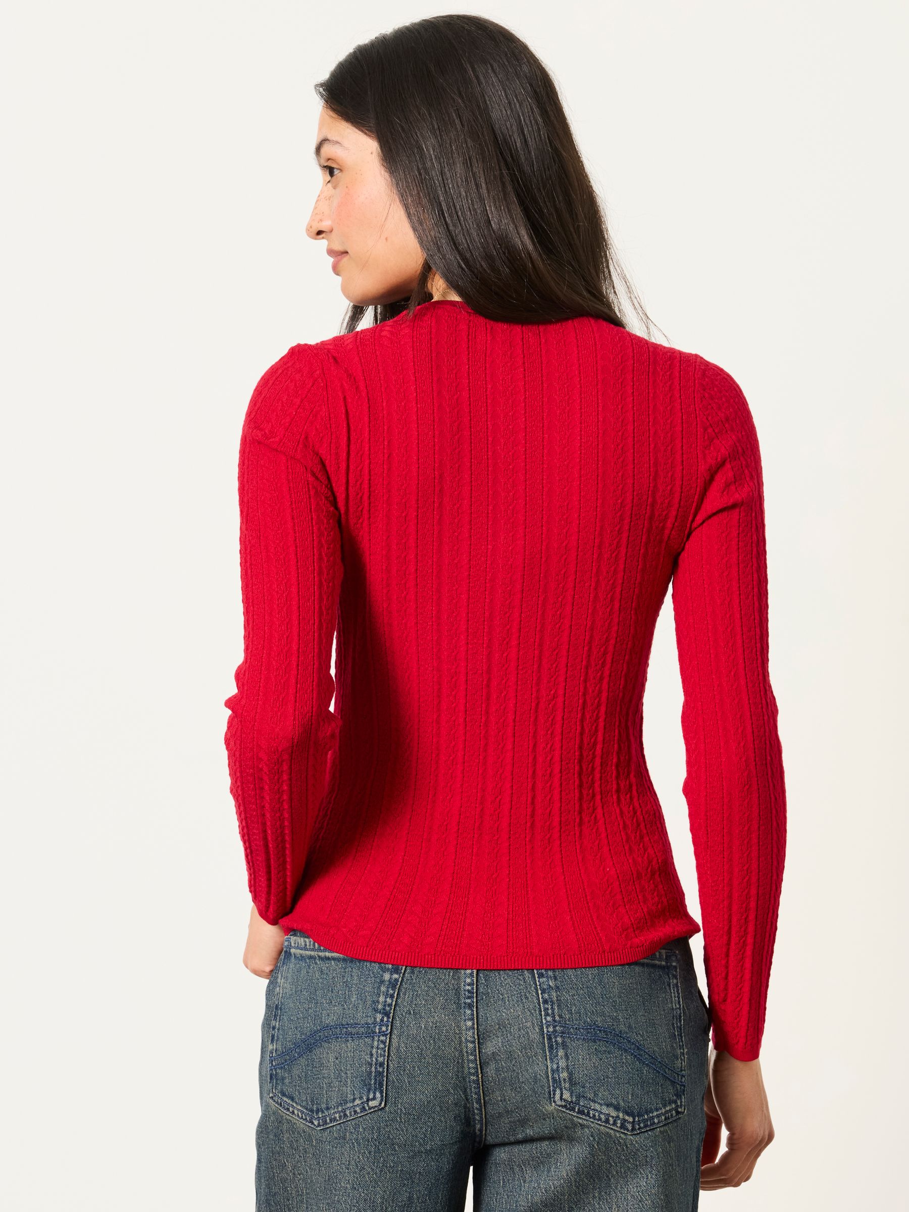 Mae Red Knitted Henley Jumper - Image 2 of 5 Mae Red Knitted Henley Jumper - Image 2 of 5