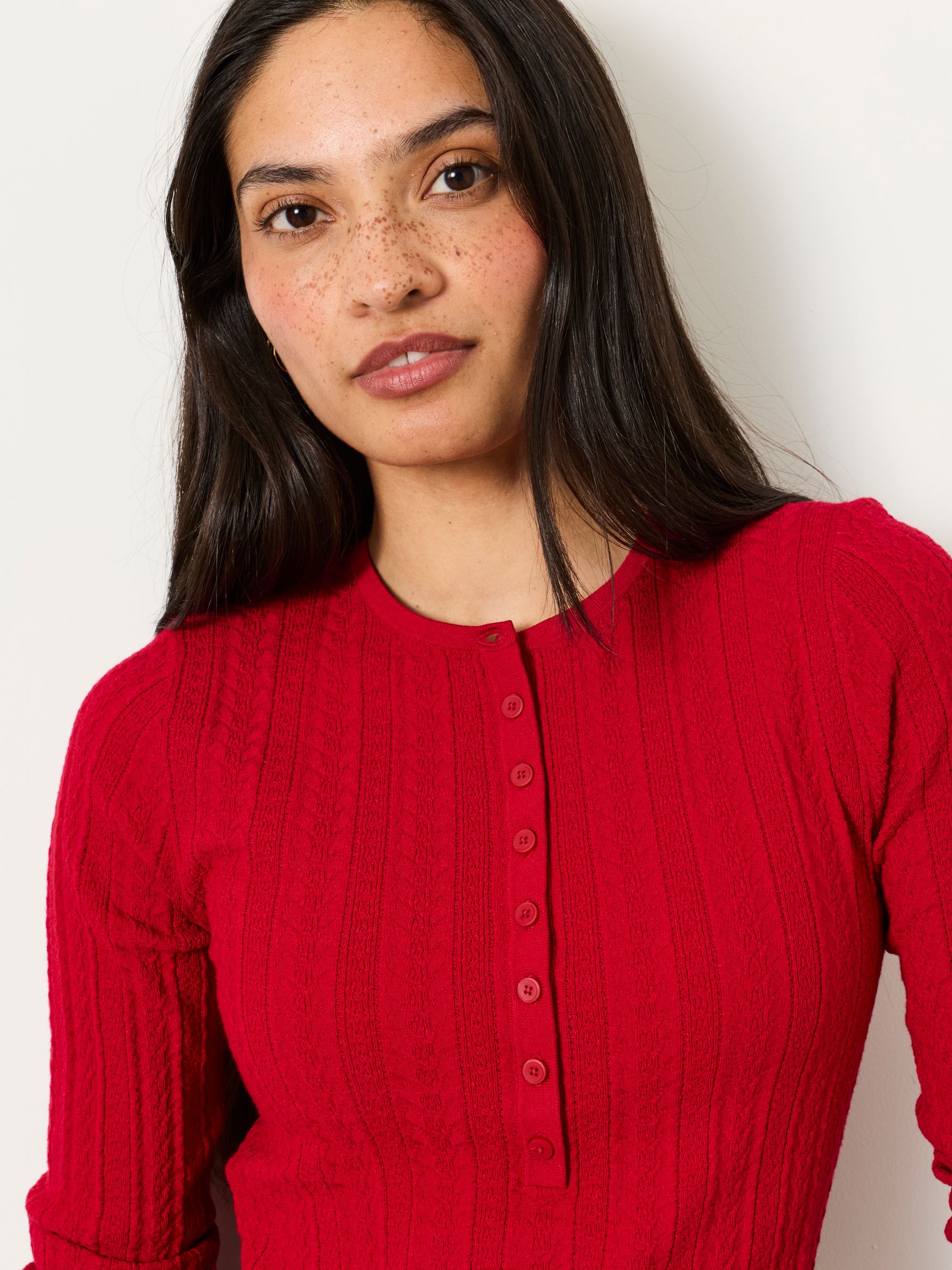 Mae Red Knitted Henley Jumper - Image 3 of 5