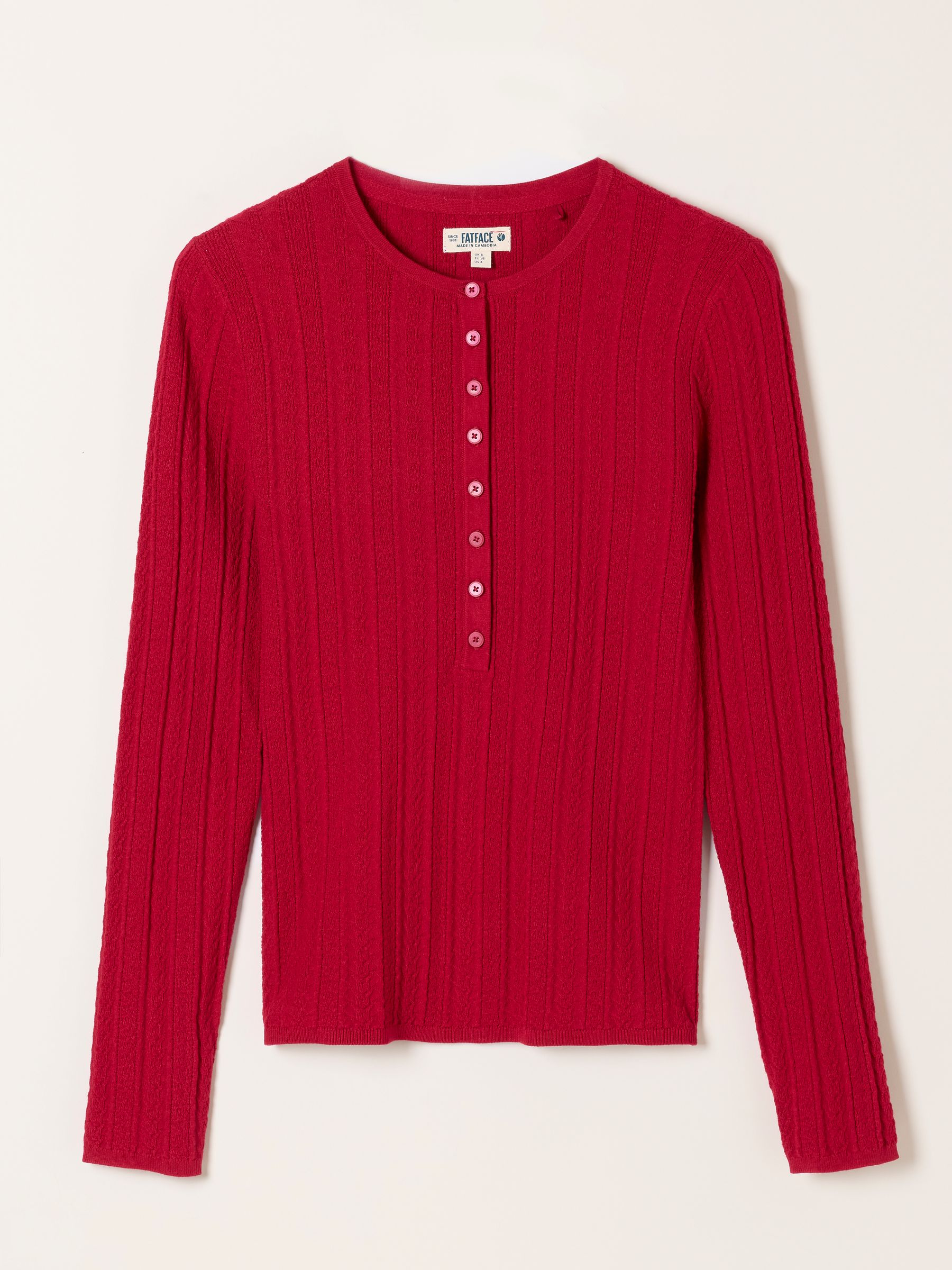 Mae Red Knitted Henley Jumper - Image 5 of 5 Mae Red Knitted Henley Jumper - Image 5 of 5