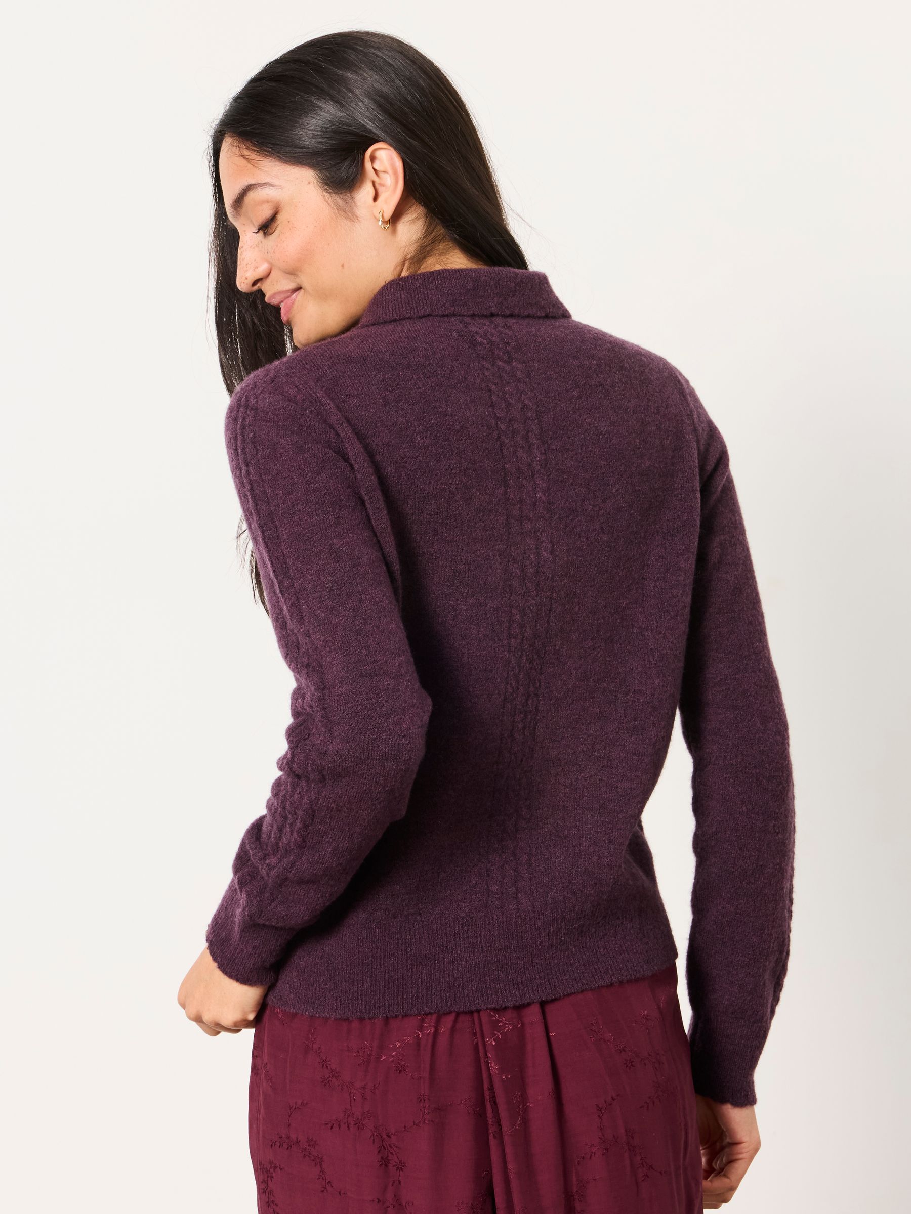 Purple Halle Collared Knitted Polo Top - Image 2 of 6