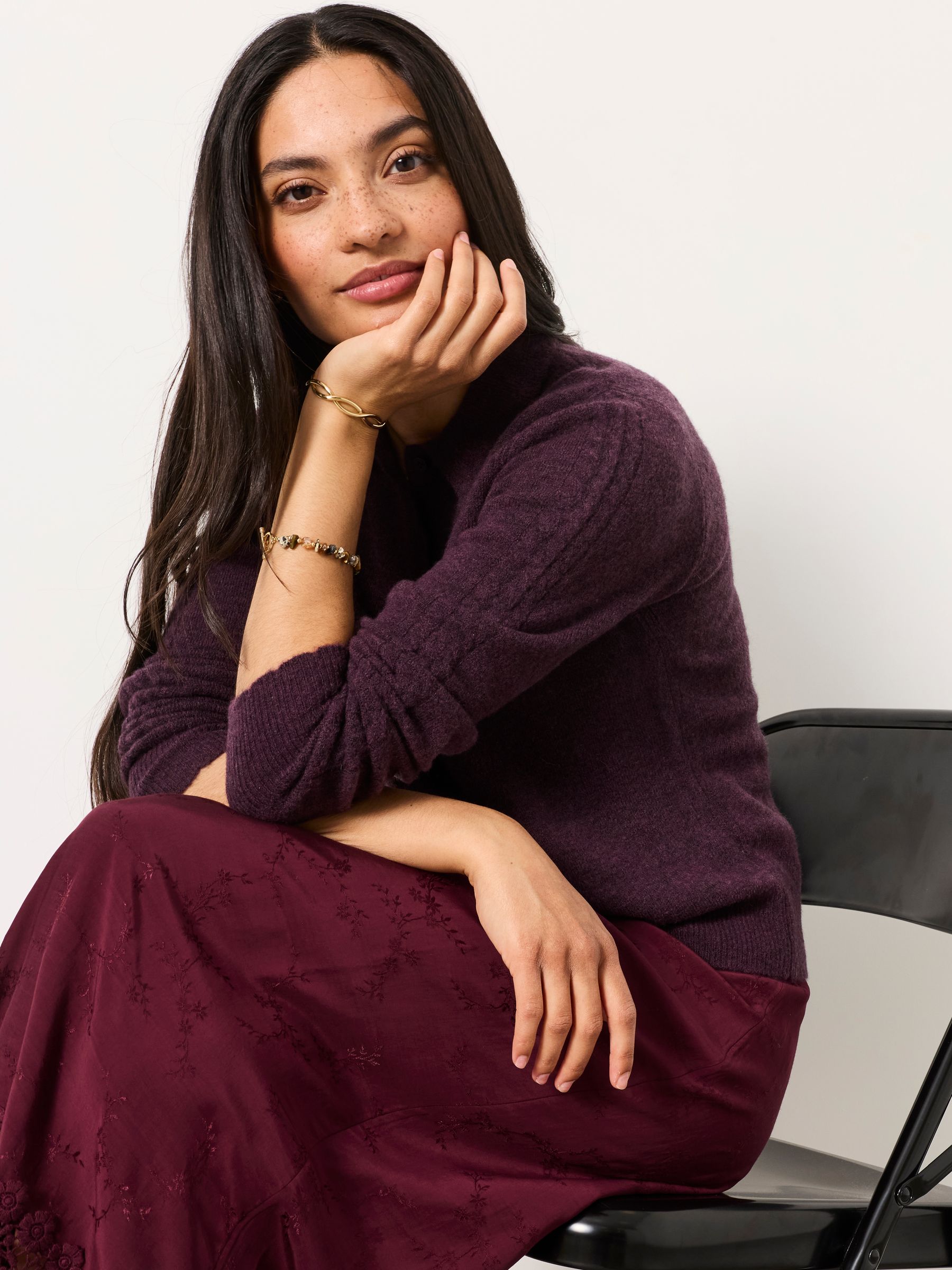 Purple Halle Collared Knitted Polo Top - Image 5 of 6