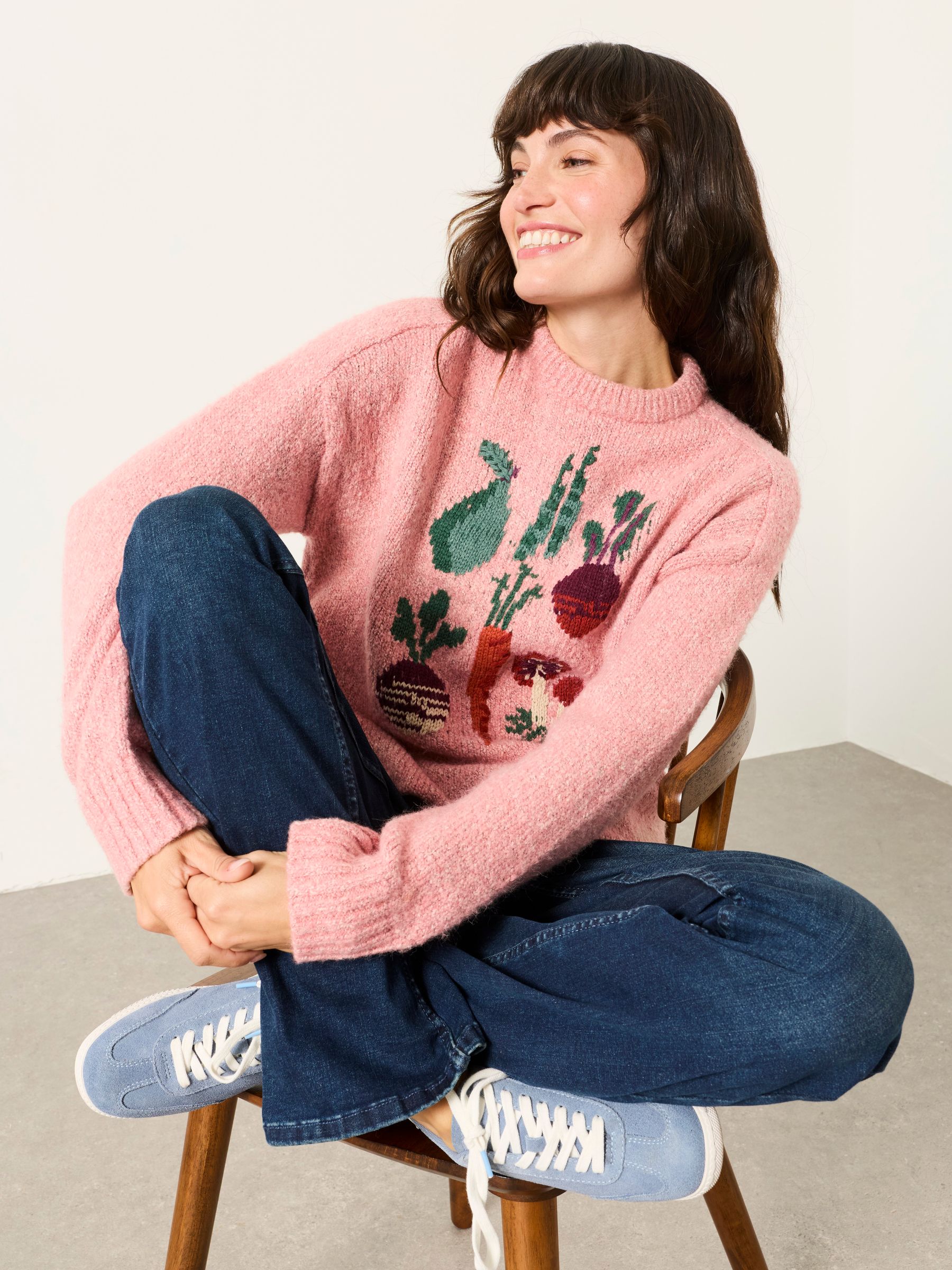 Pink Vegetable Knitted Crew Neck Jumper - Image 4 of 6