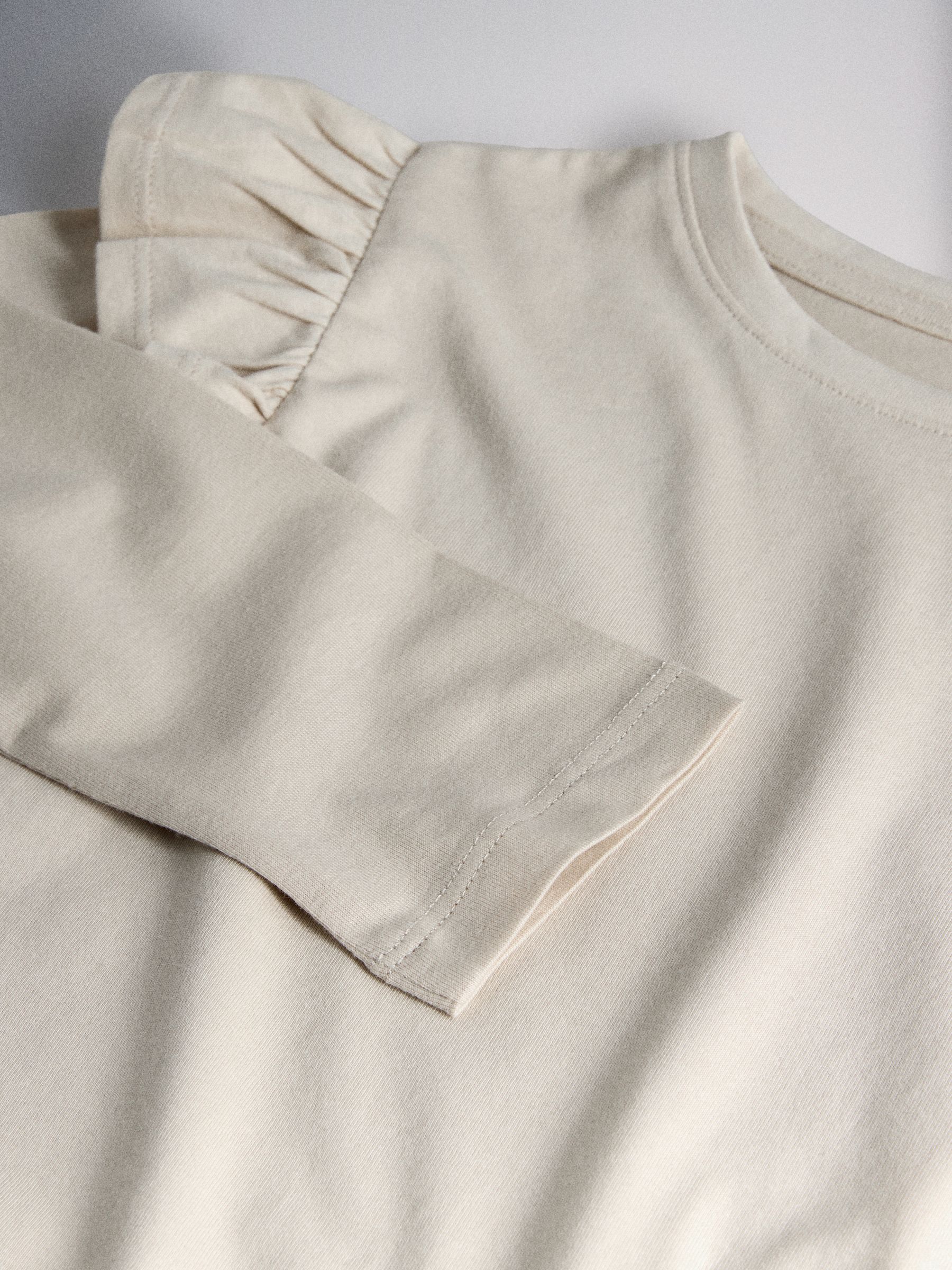 Brown/Cream 4 Pack Long Sleeve Ruffle Cotton T-Shirts - Image 6 of 6 Brown/Cream 4 Pack Long Sleeve Ruffle Cotton T-Shirts - Image 6 of 6