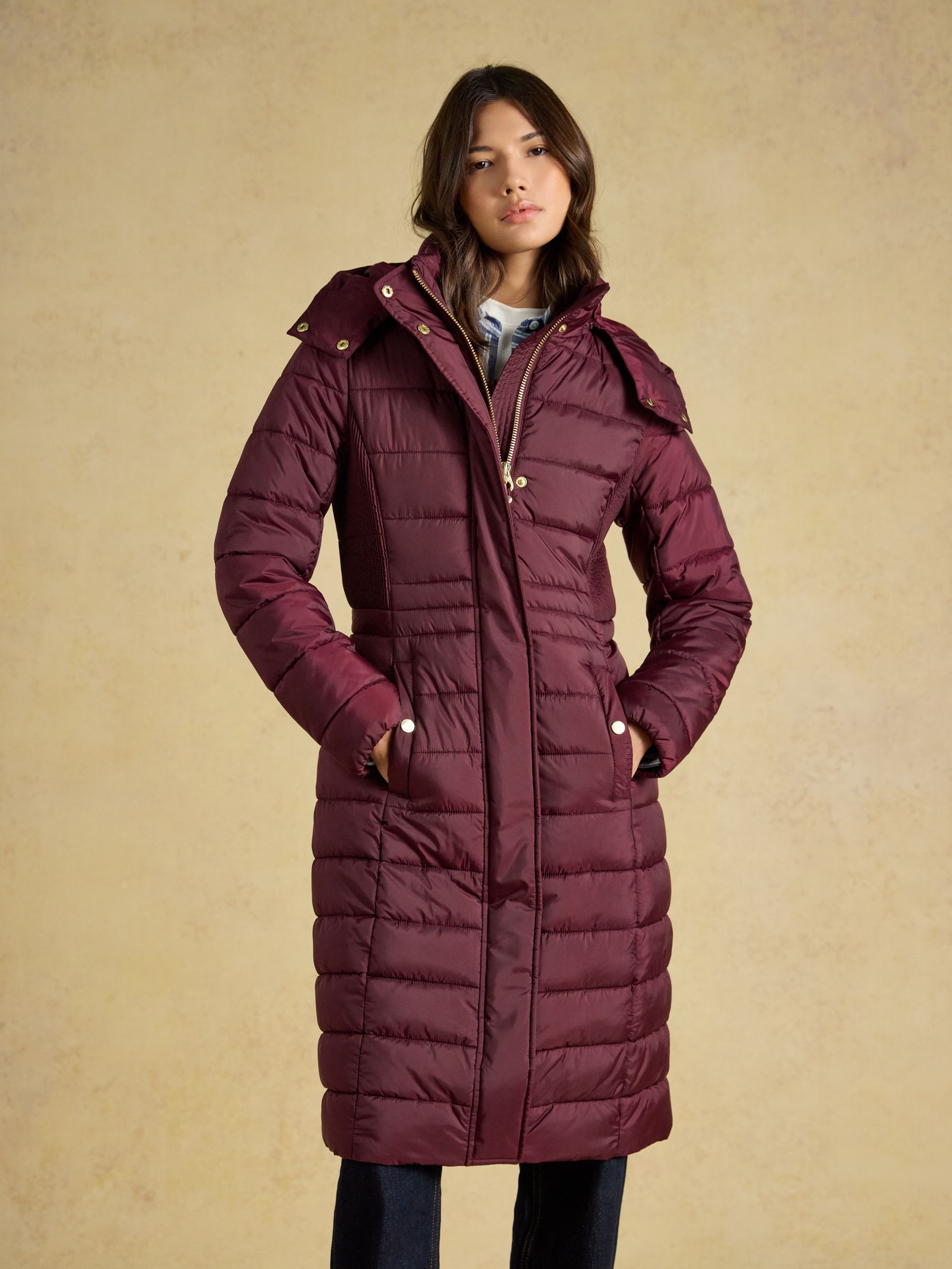 Windborough Burgundy Red Showerproof Longline Padded Coat with Hood - Image 1 of 10 Windborough Burgundy Red Showerproof Longline Padded Coat with Hood - Image 1 of 10