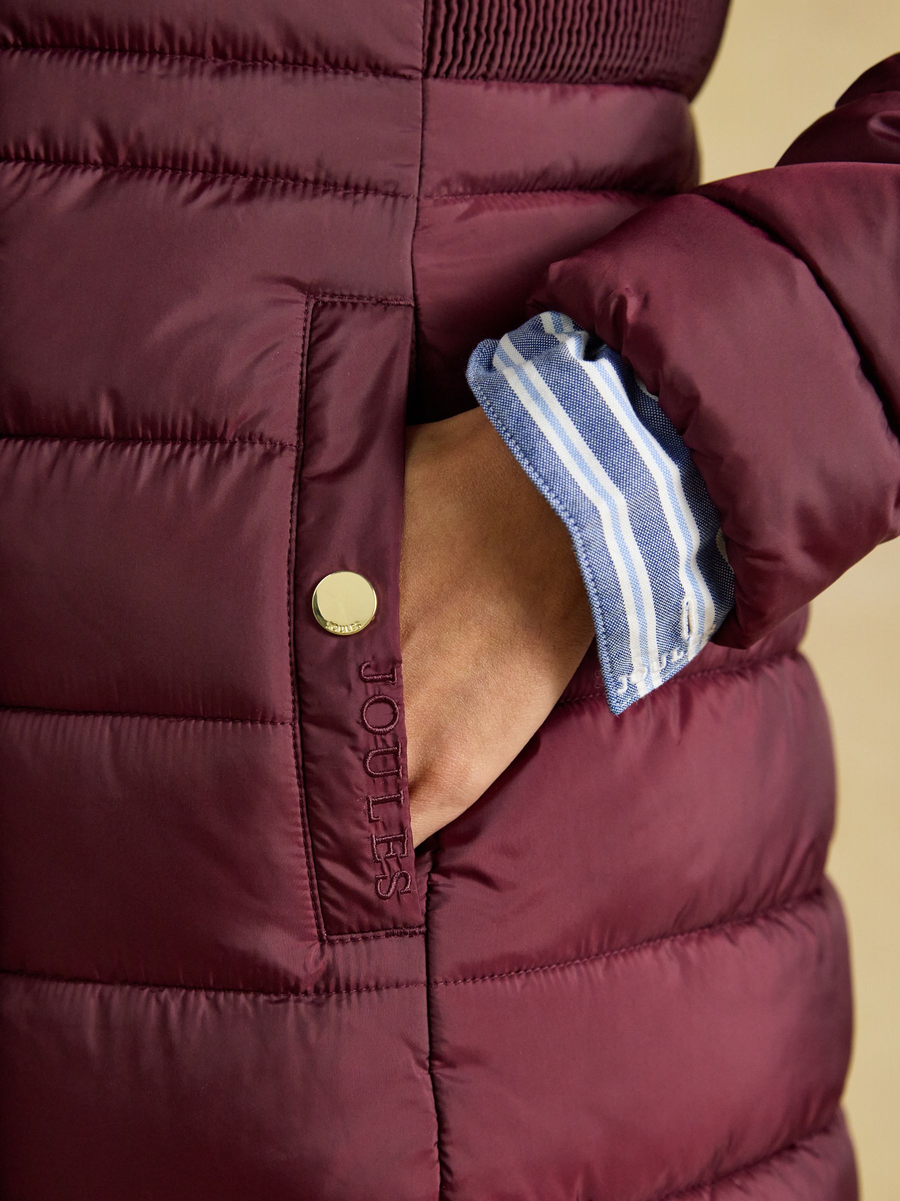 Windborough Burgundy Red Showerproof Longline Padded Coat with Hood - Image 6 of 10