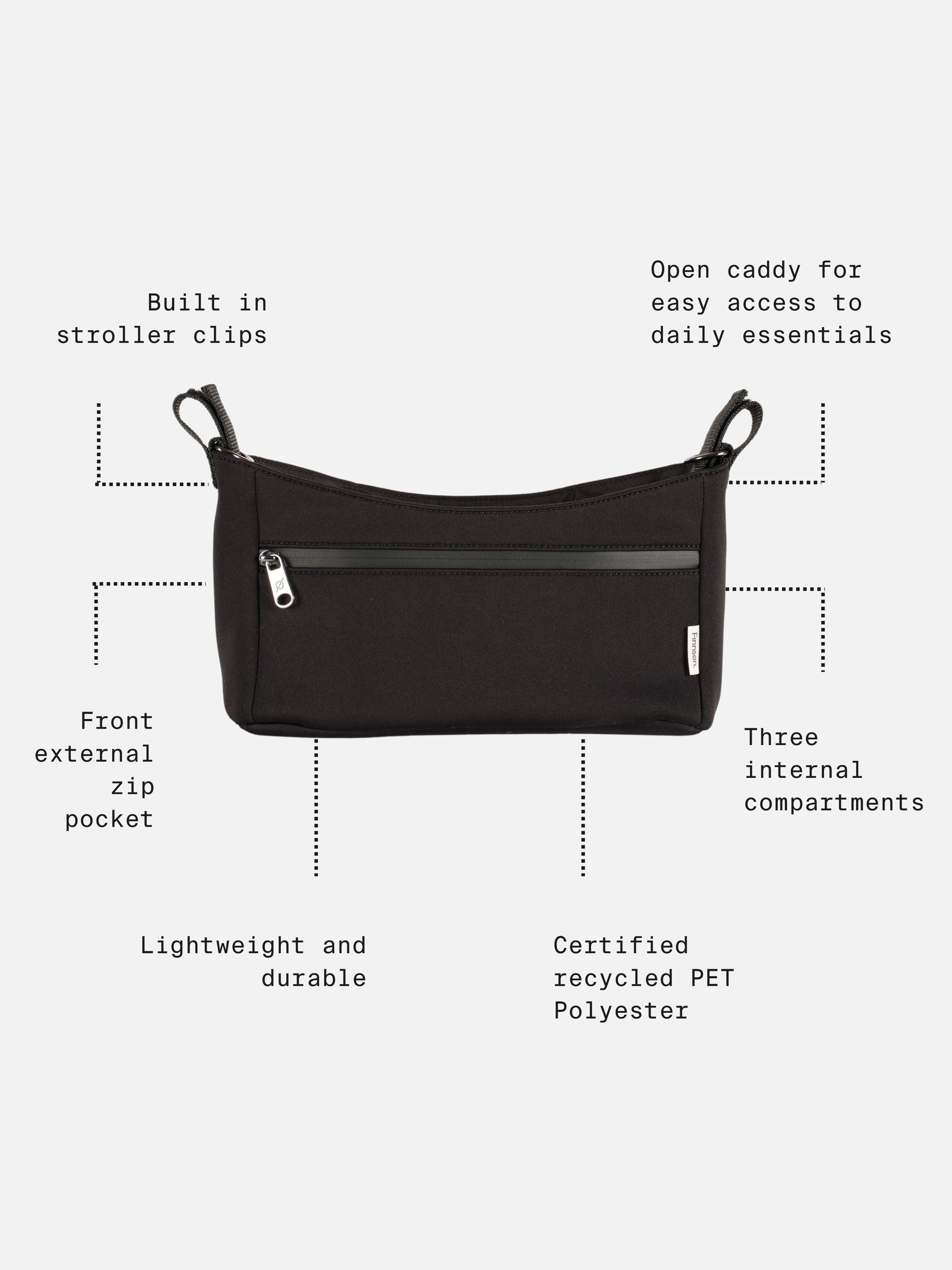 Finnson Black Odin Pram Caddy Buggy Organiser With Stroller Attachment - Image 5 of 6