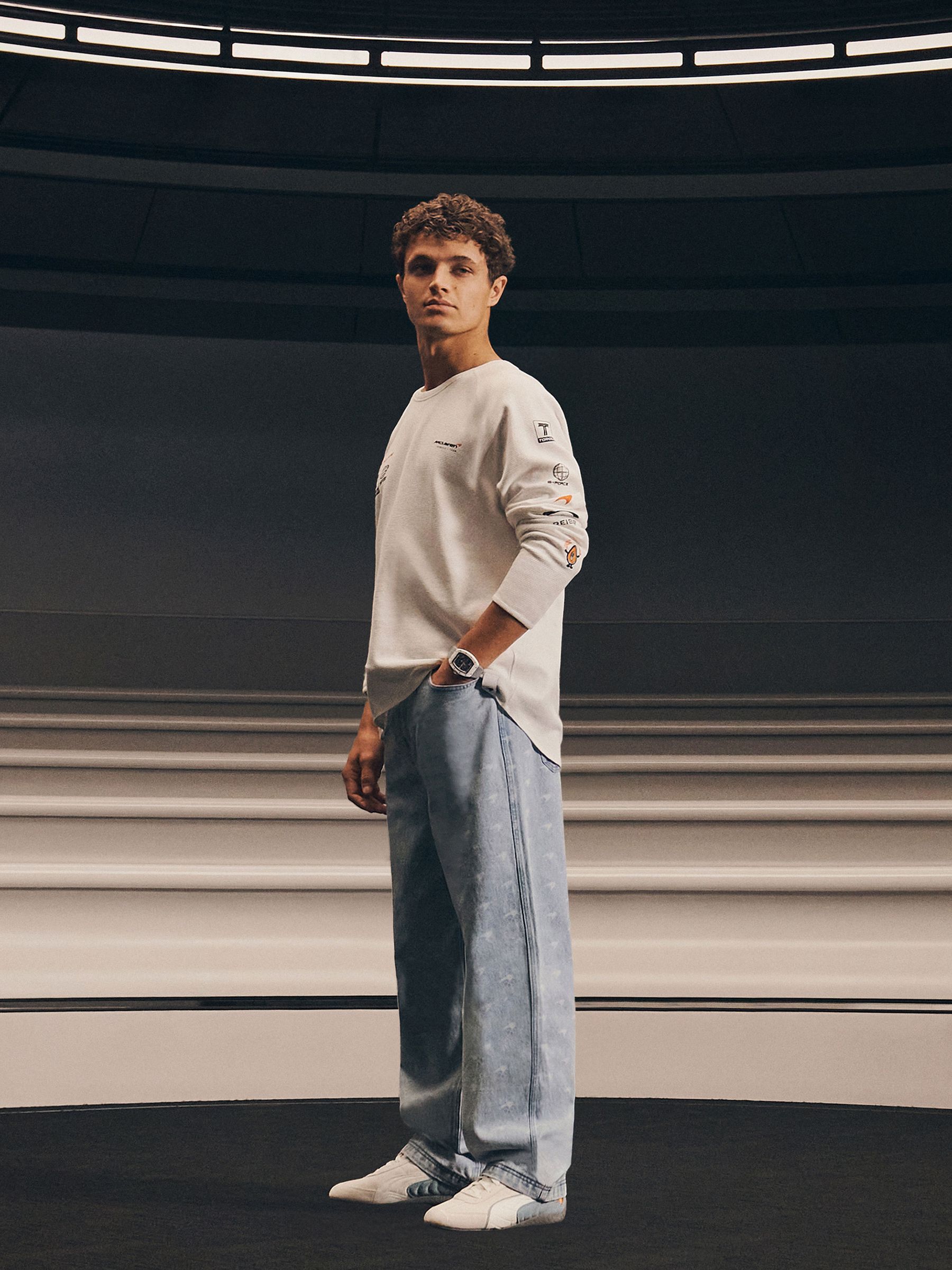 McLaren Racing Relaxed Speedmark Jeans in Soft Blue - Image 1 of 7