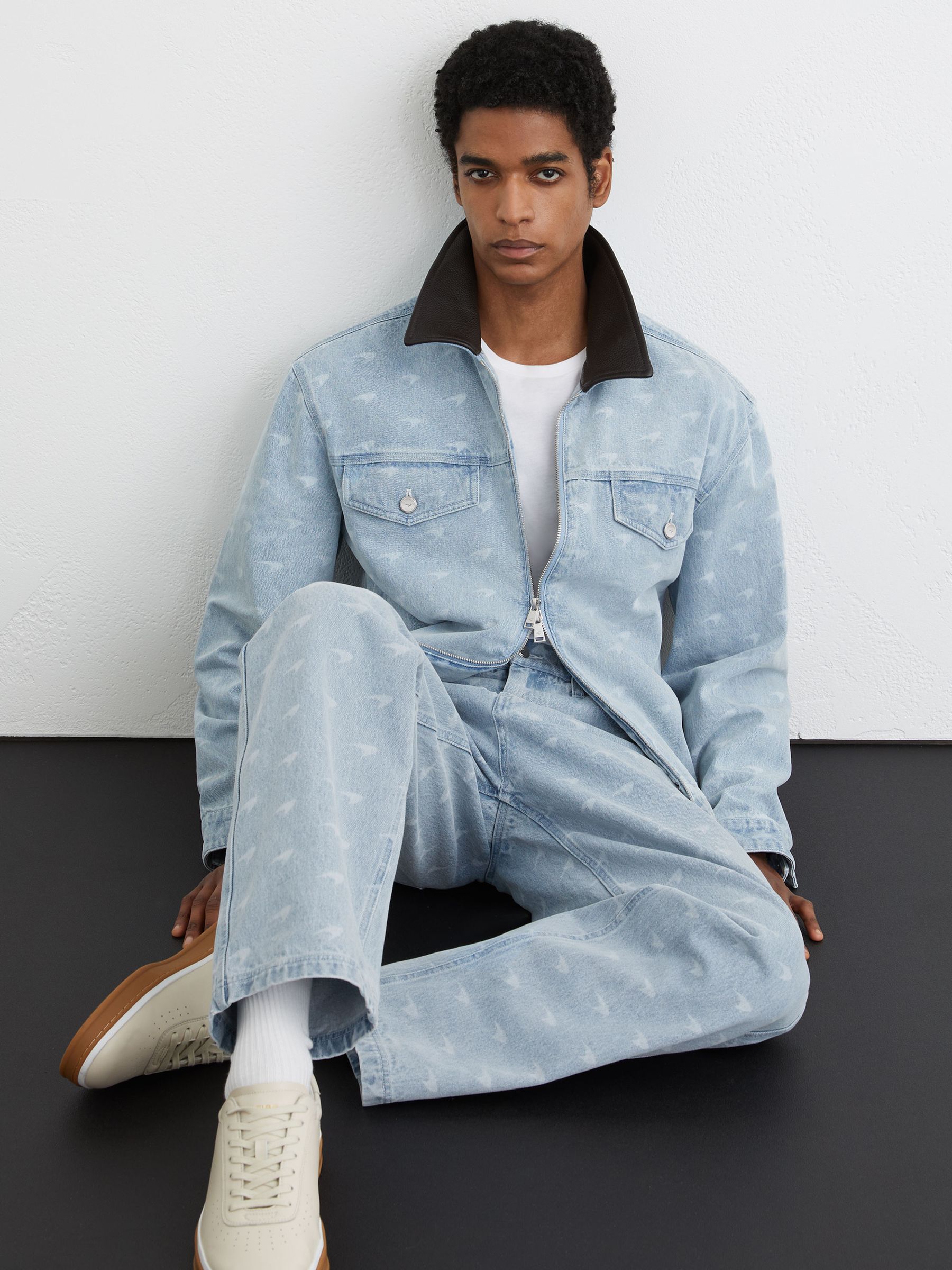 Reiss McLaren Racing Relaxed Speedmark Jeans in Soft Blue | REISS