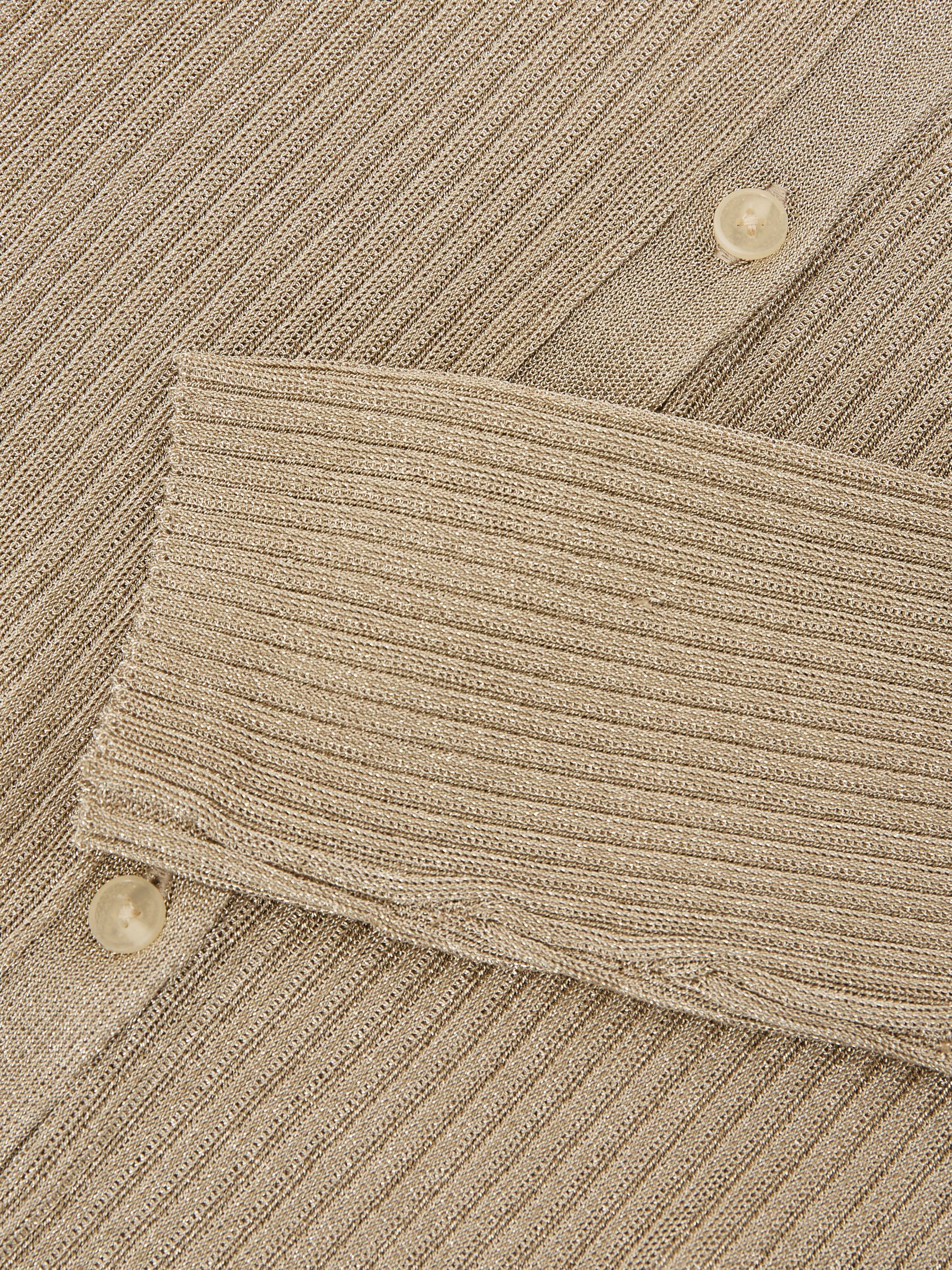 Metallic Rib-Knit Cardigan in Gold - image 3