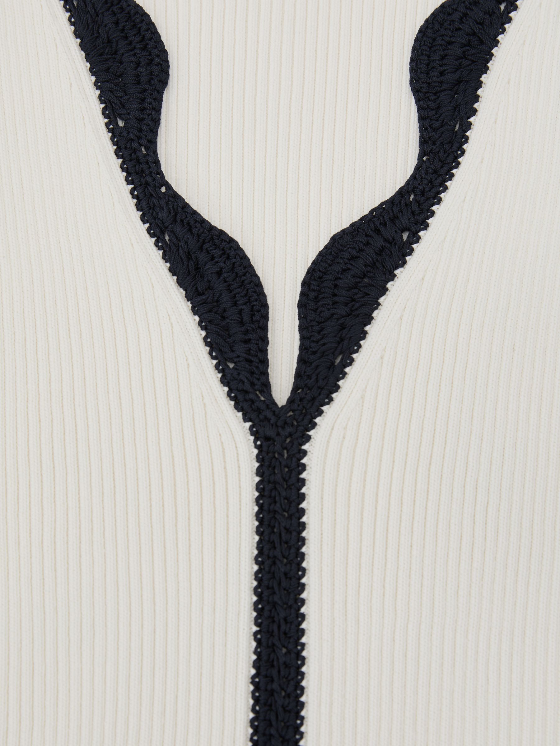 Scallop-Trim Rib-Knit Vest in Ivory/Navy - image 3