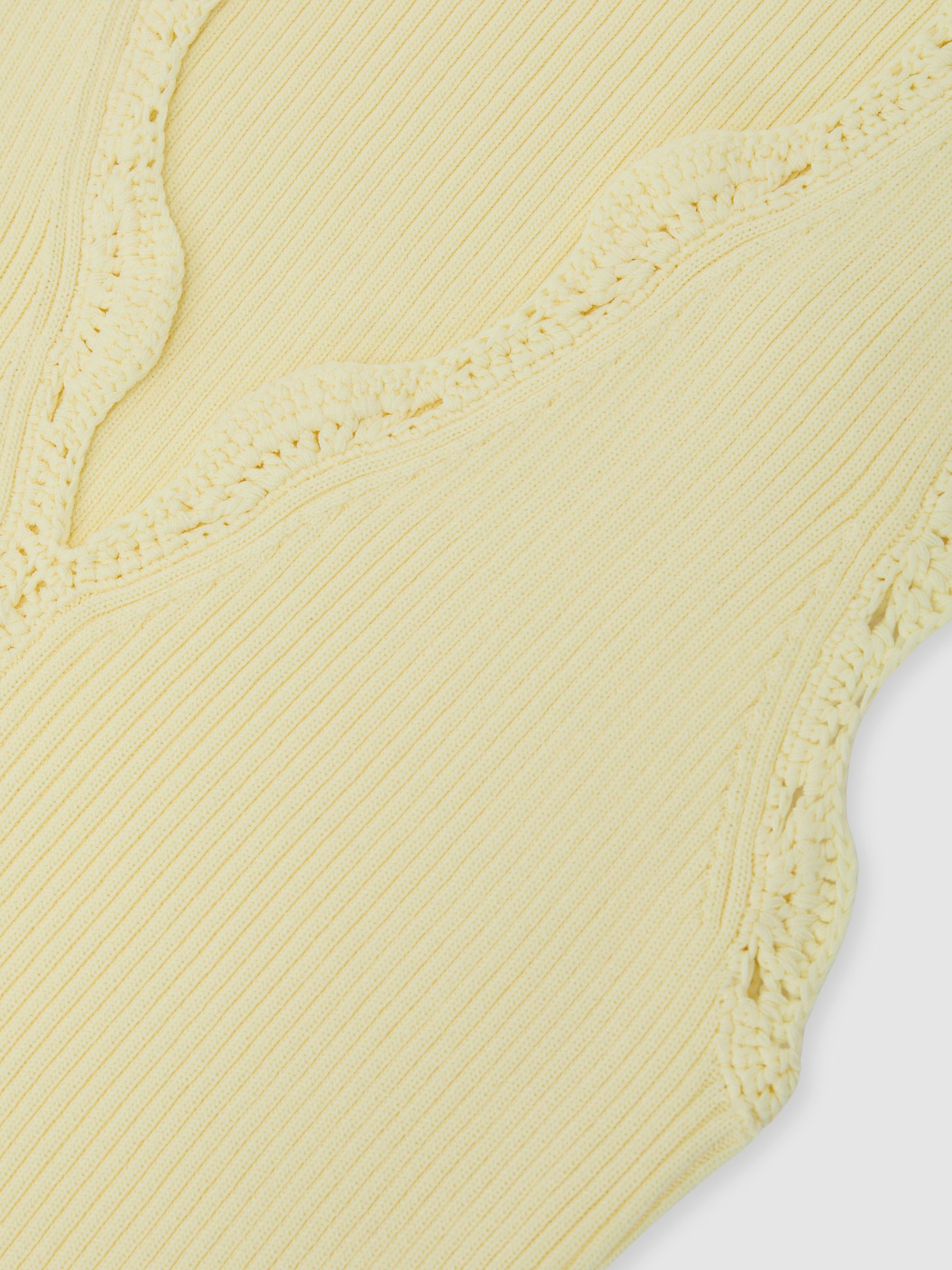 Scallop-Trim Rib-Knit Vest in Buttermilk Yellow - image 4