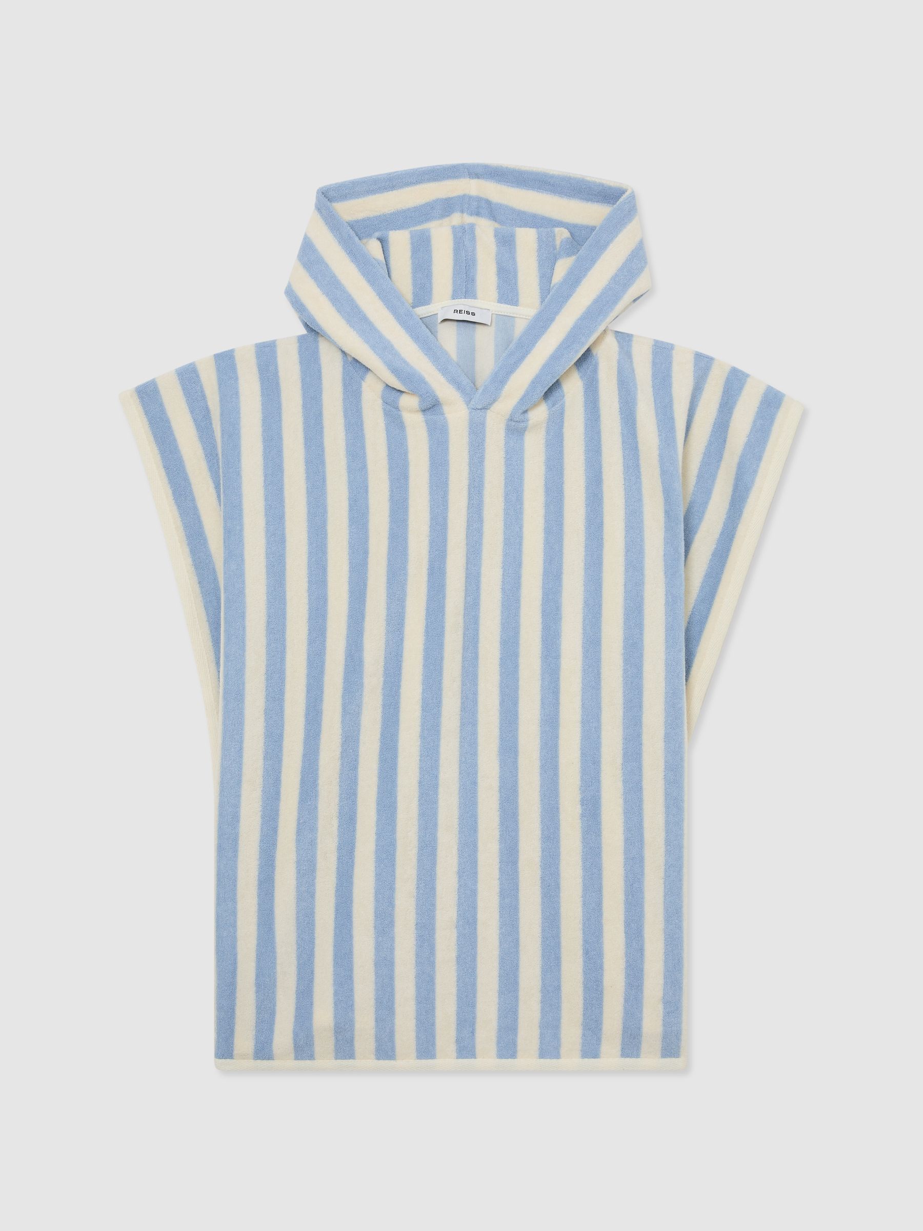 Striped Hooded Towel Cape in Pale Blue - Image 1 of 3
