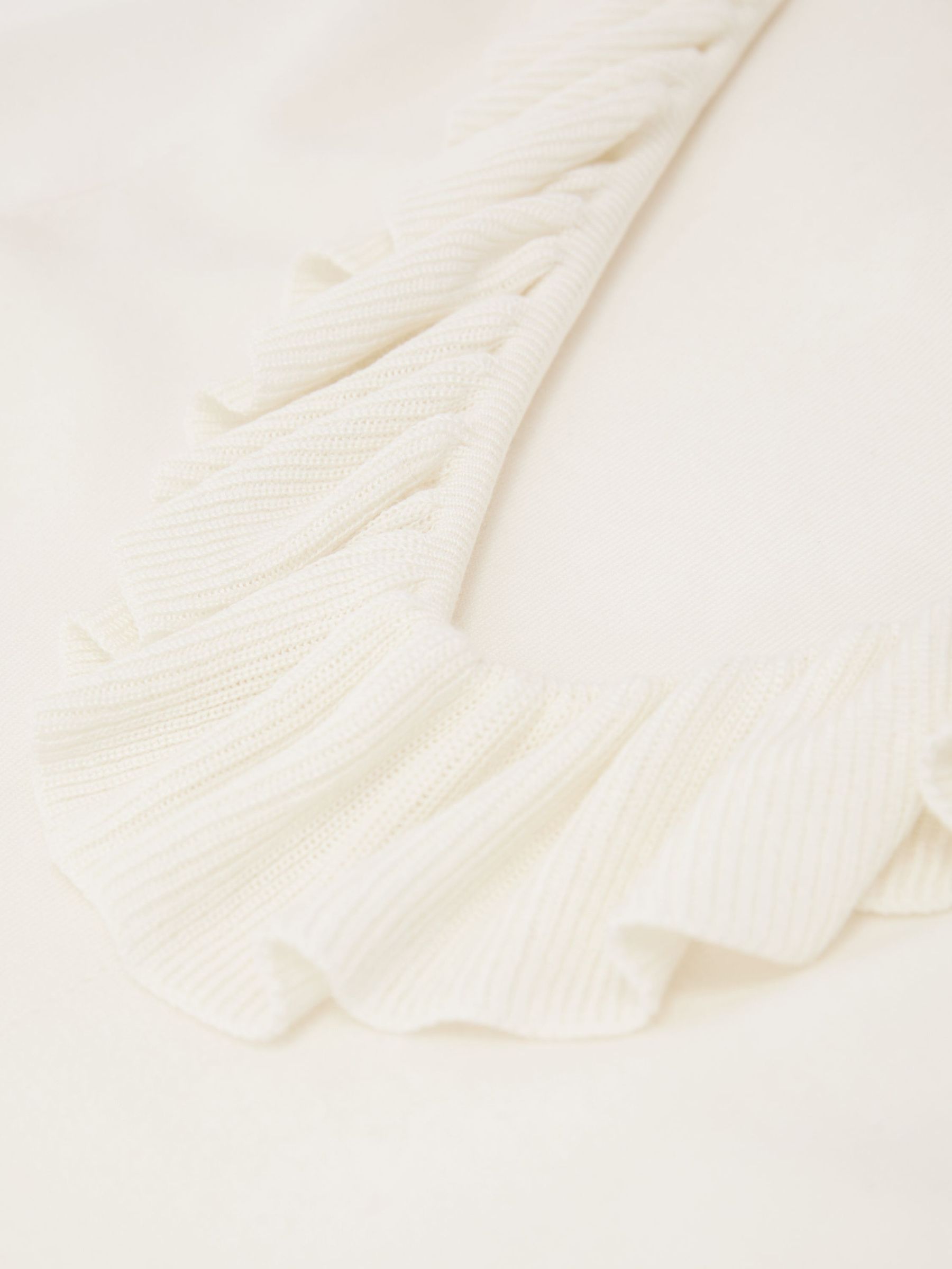 Atelier Silk Blend Ruffle Neck Knitted Off White Top in Off White - image 3