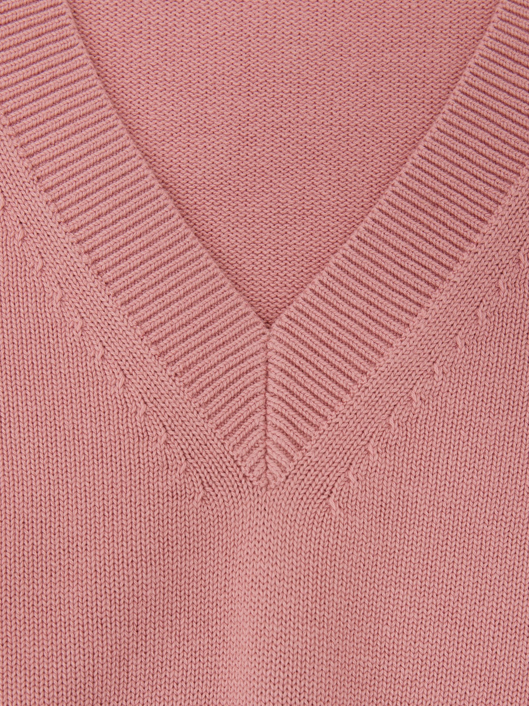 Cotton-Wool Knit V-Neck Top in Pink - image 4