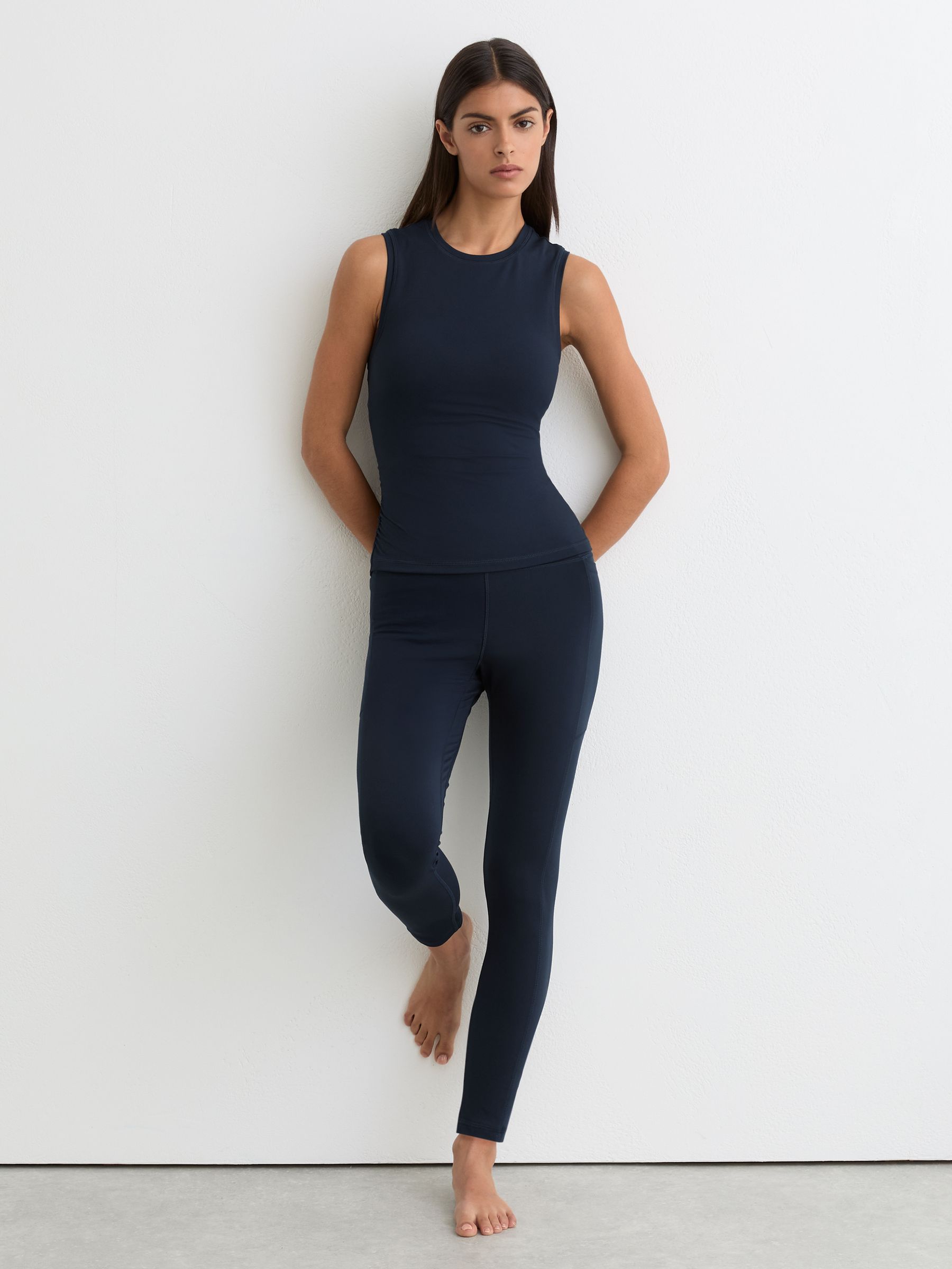 High-Waisted Full-Length Leggings in Navy - image 4