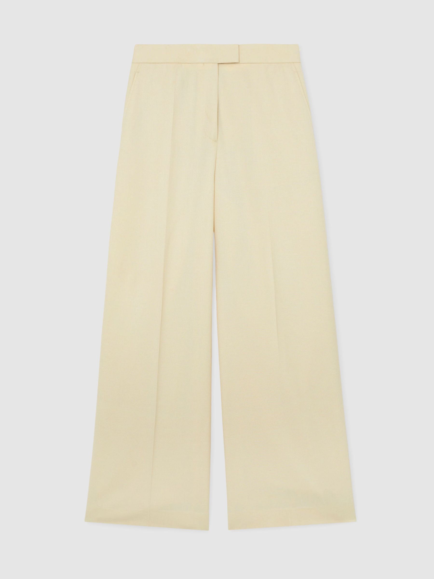 Reiss Silk-Wool Wide-Leg Suit Trousers in Cream - image 1