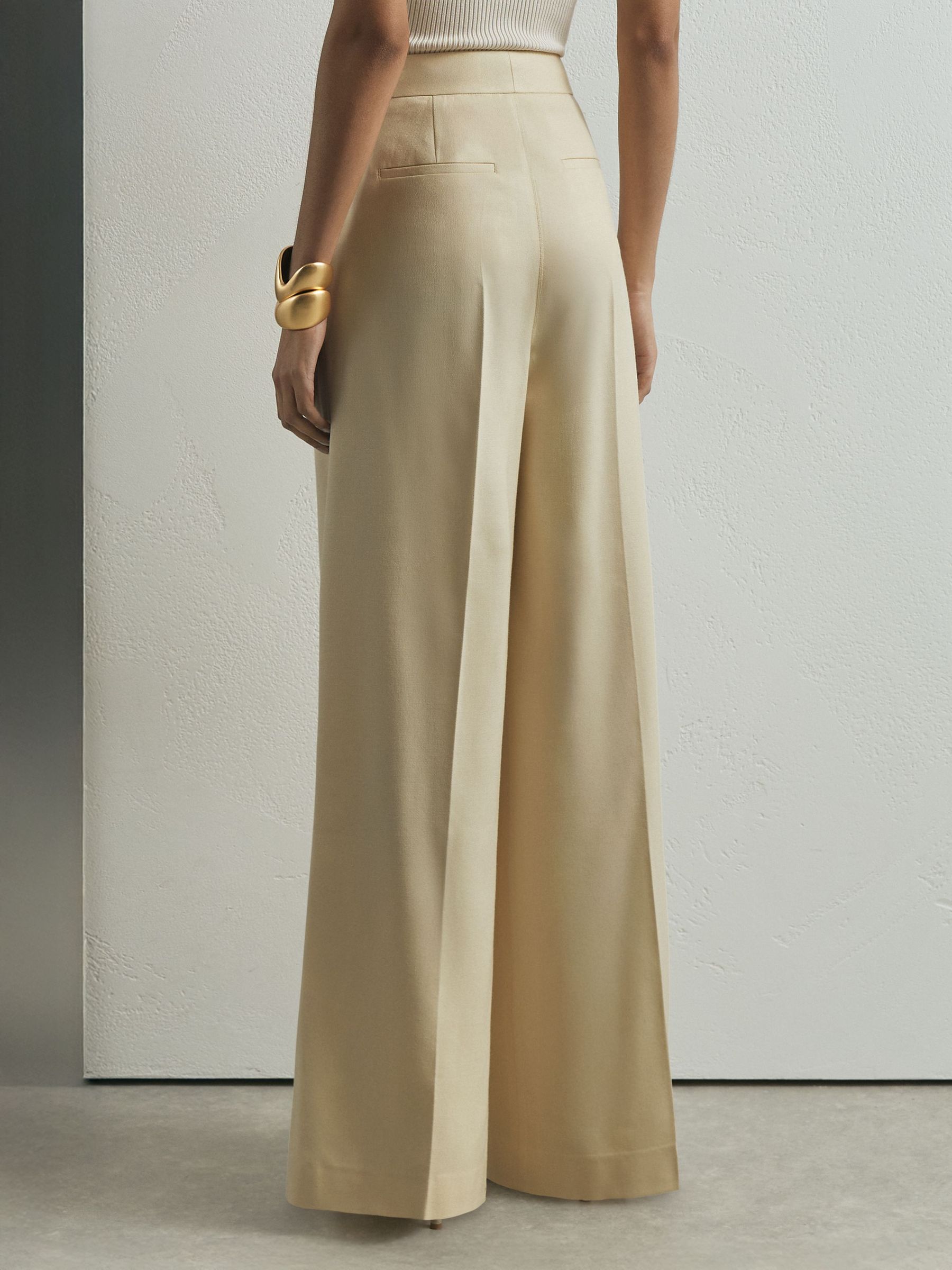 Reiss Silk-Wool Wide-Leg Suit Trousers in Cream - image 4