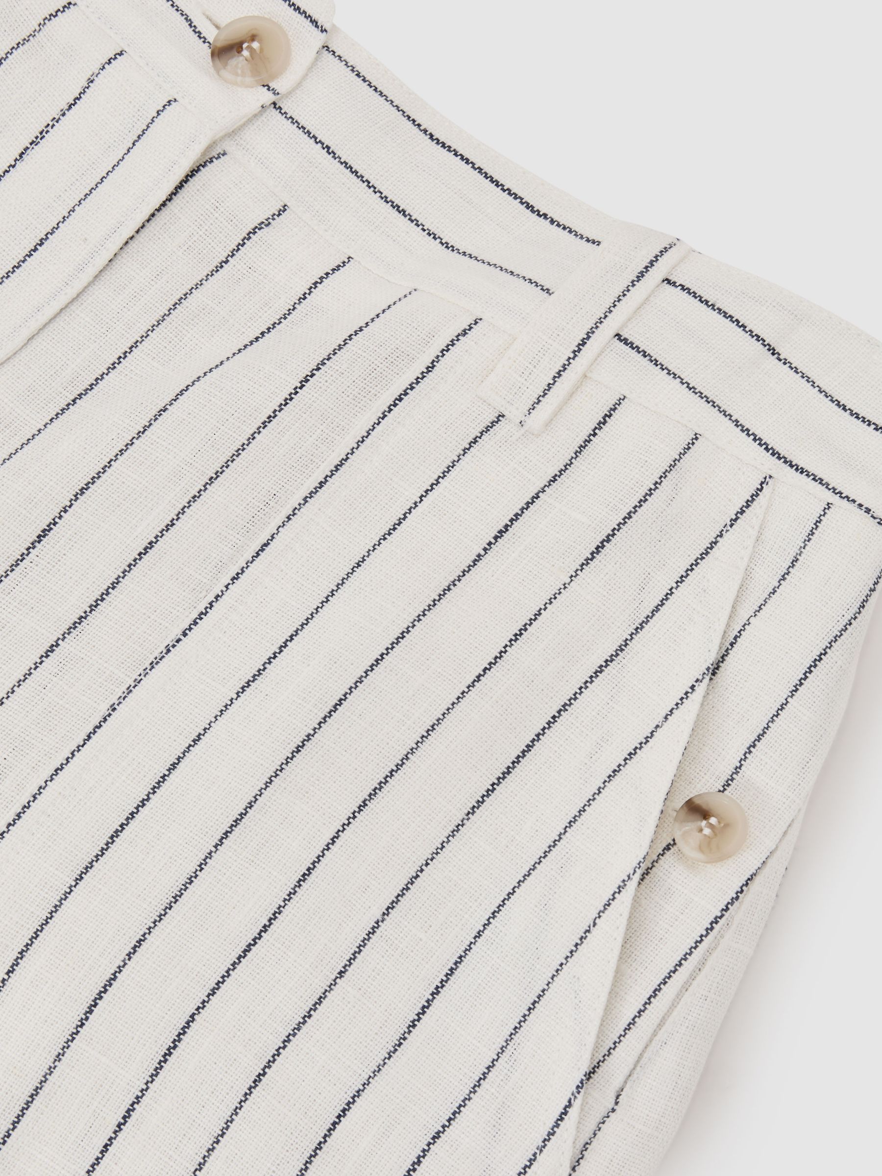 Linen Chambray Shorts in White/Navy - image 4