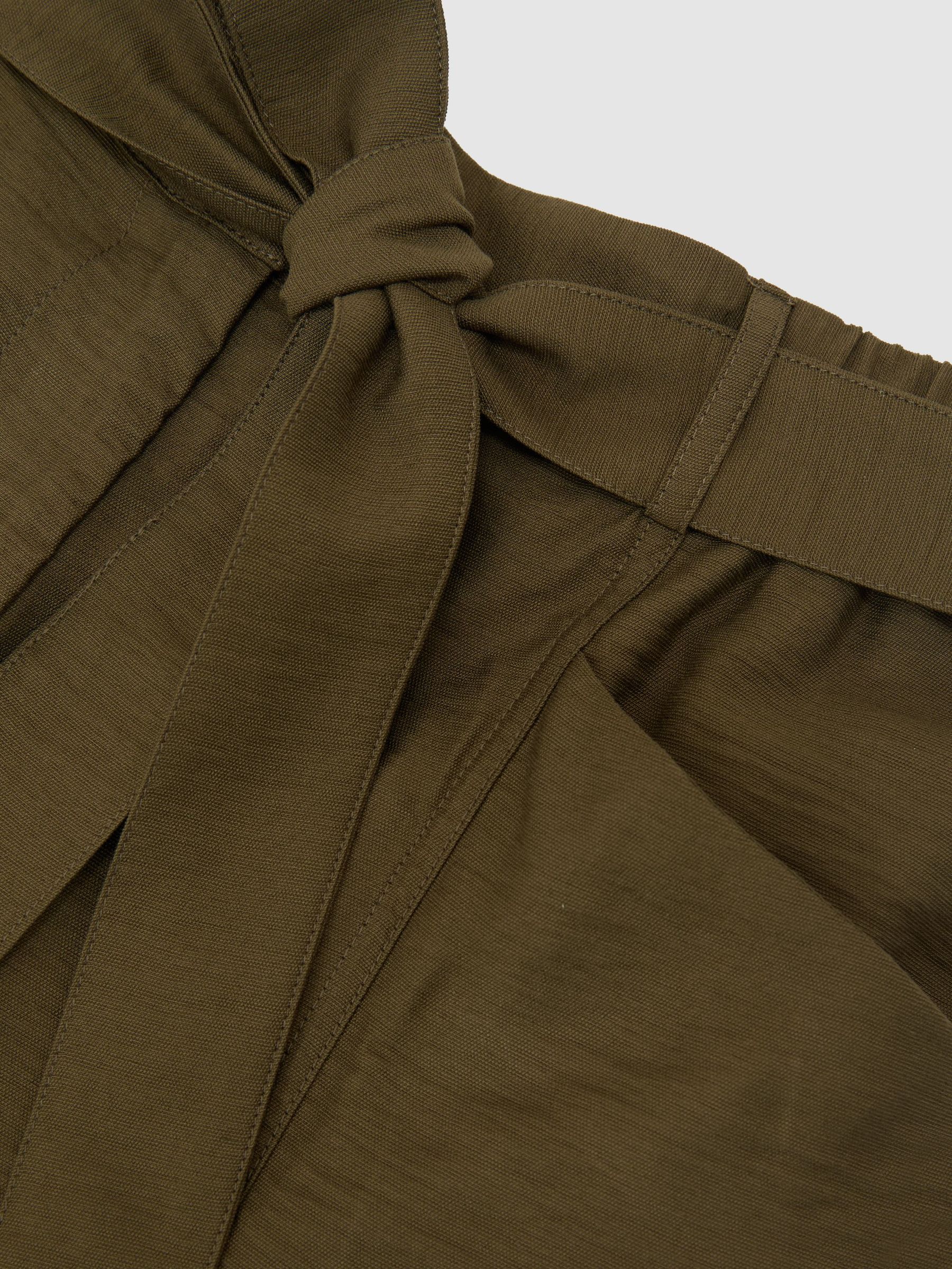 Belted Button-Tab Shorts in Khaki Green - image 3