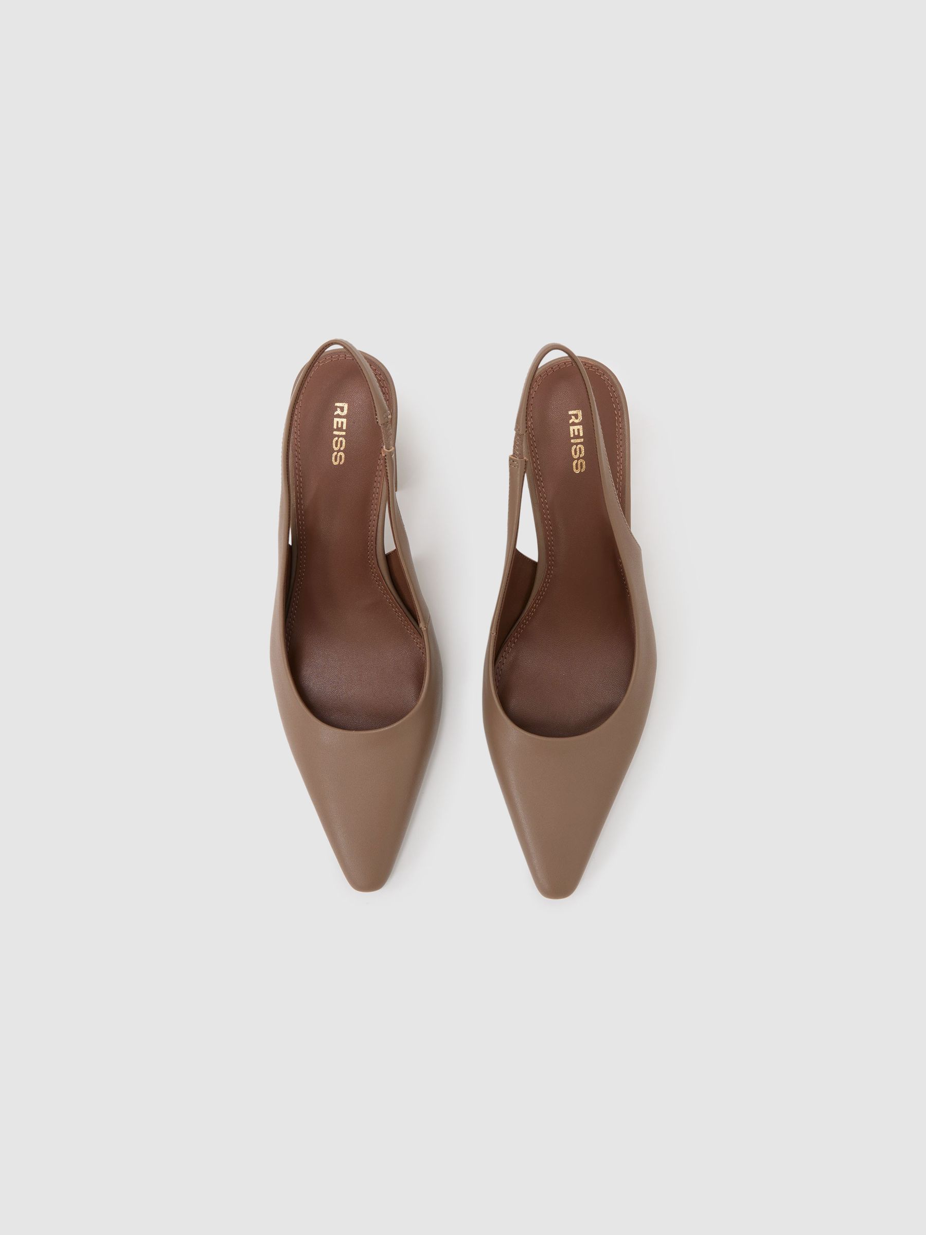 Leather Slingback Court Shoes in Taupe - Image 2 of 4