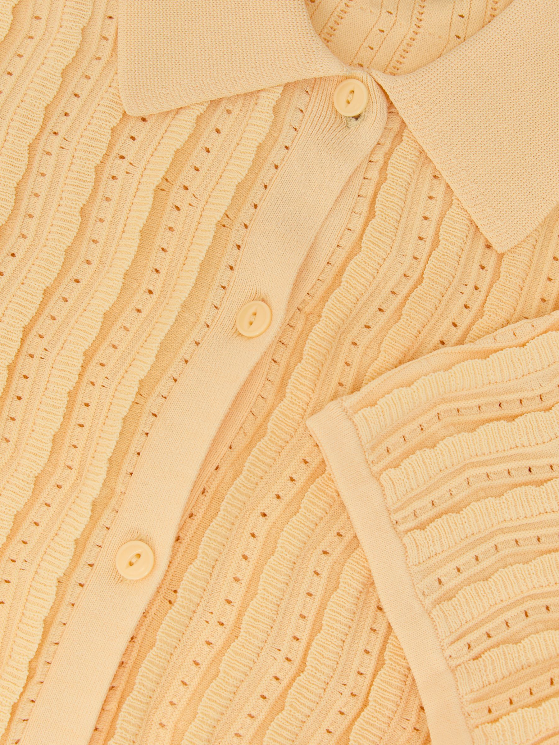 Stitch-Detail Short-Sleeve Knitted Shirt in Buttermilk Yellow - image 3