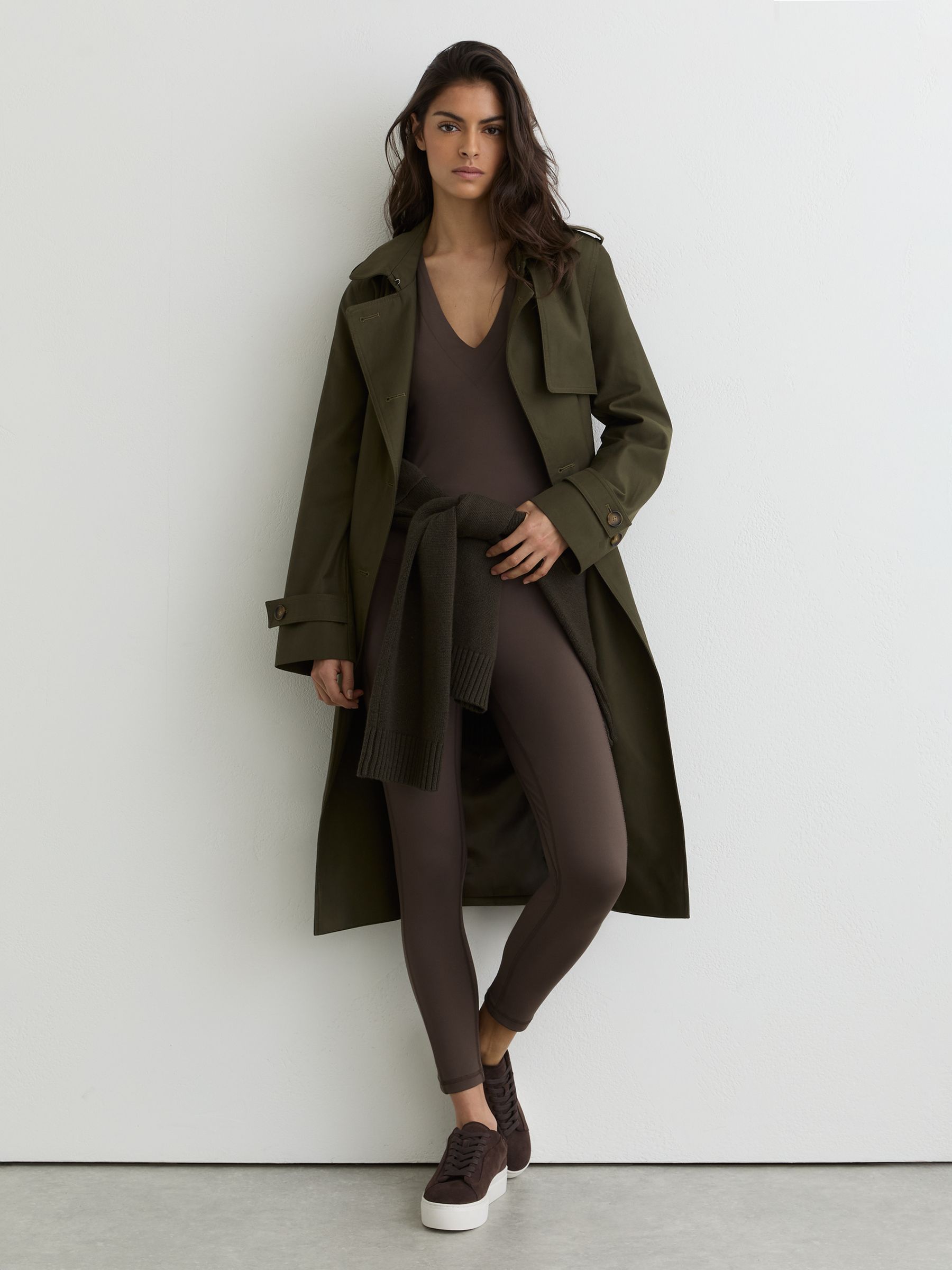 High-Waisted Full-Length Leggings in Taupe Brown - image 5