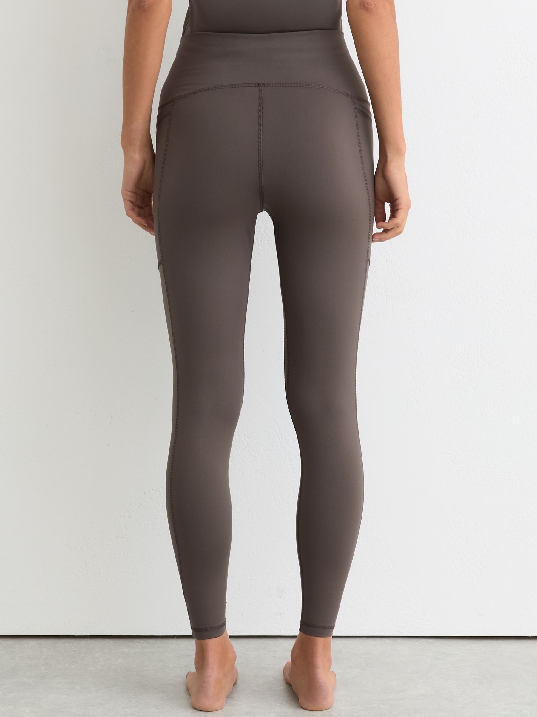 High-Waisted Full-Length Leggings in Taupe Brown - image 3