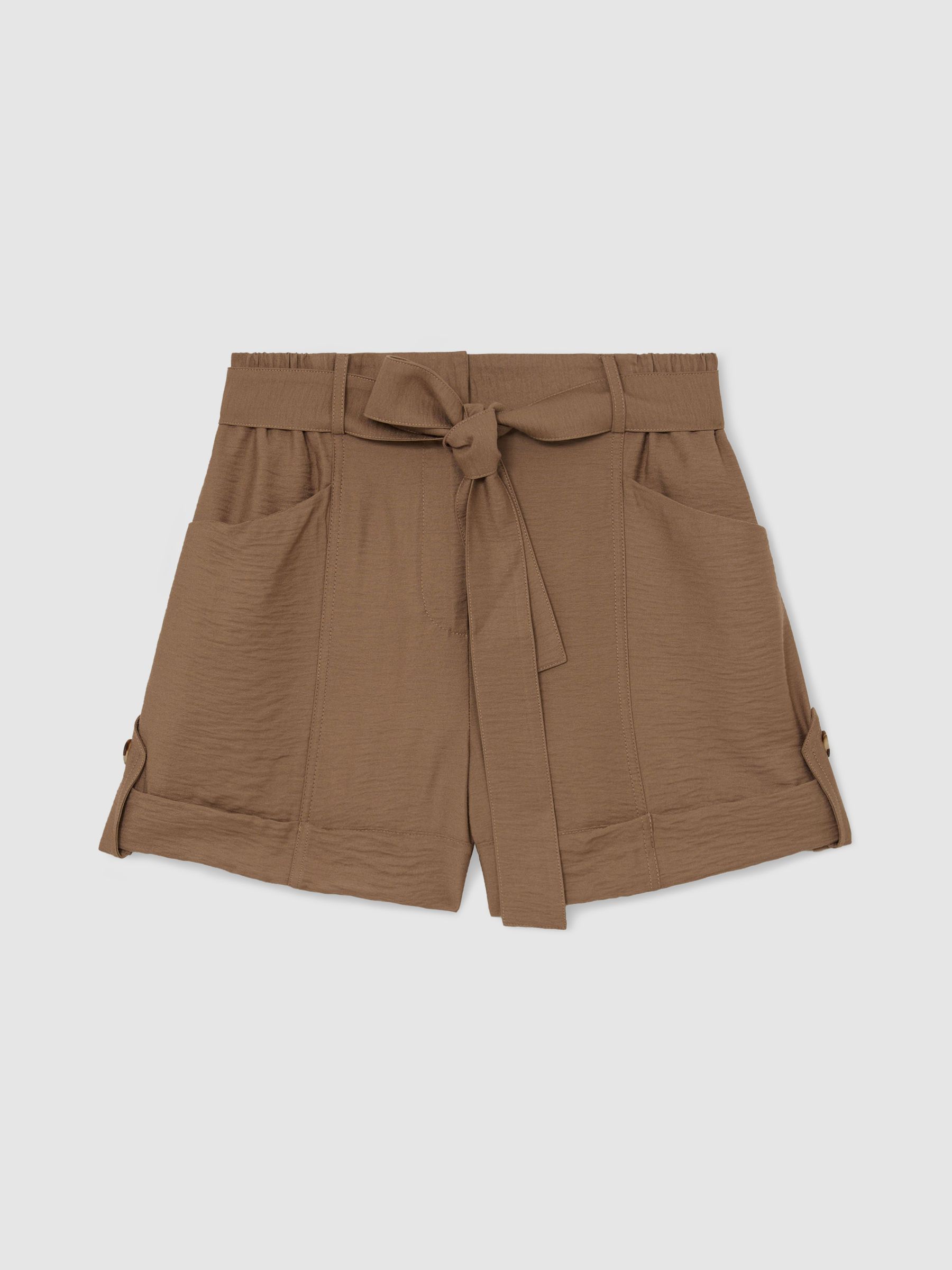 Belted Button-Tab Shorts in Neutral - image 1