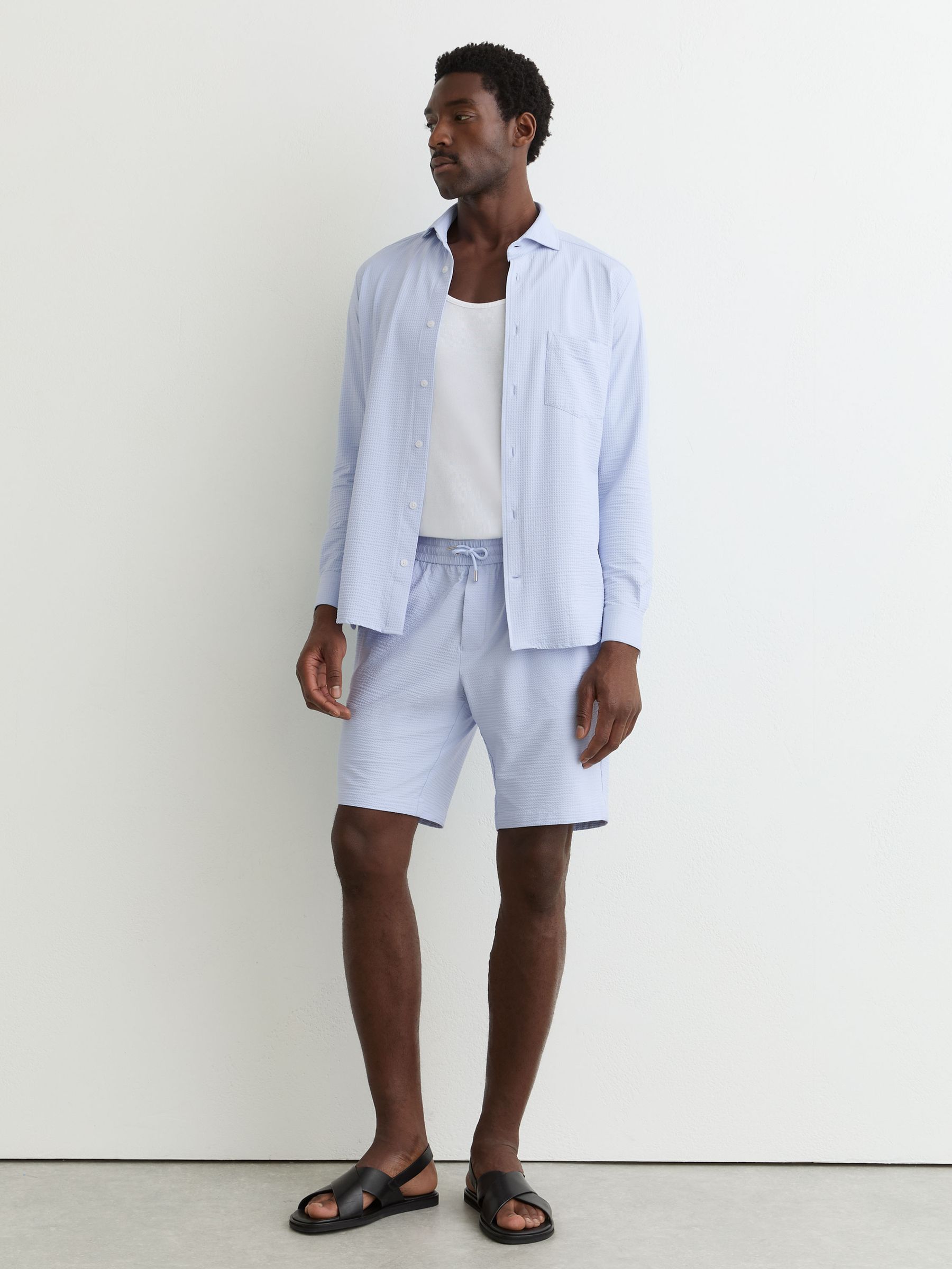 Seersucker Cutaway-Collar Regular-Fit Shirt in Soft Blue - Image 3 of 6