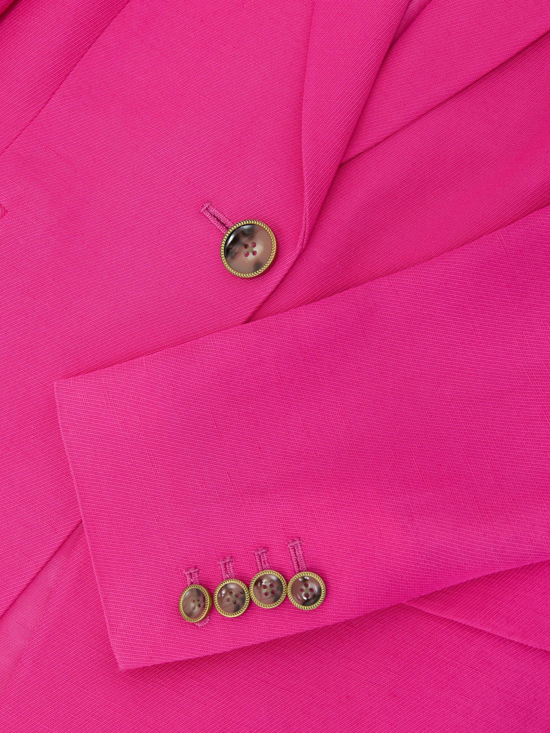 Single-Breasted Suit Blazer with Linen in Pink - image 3