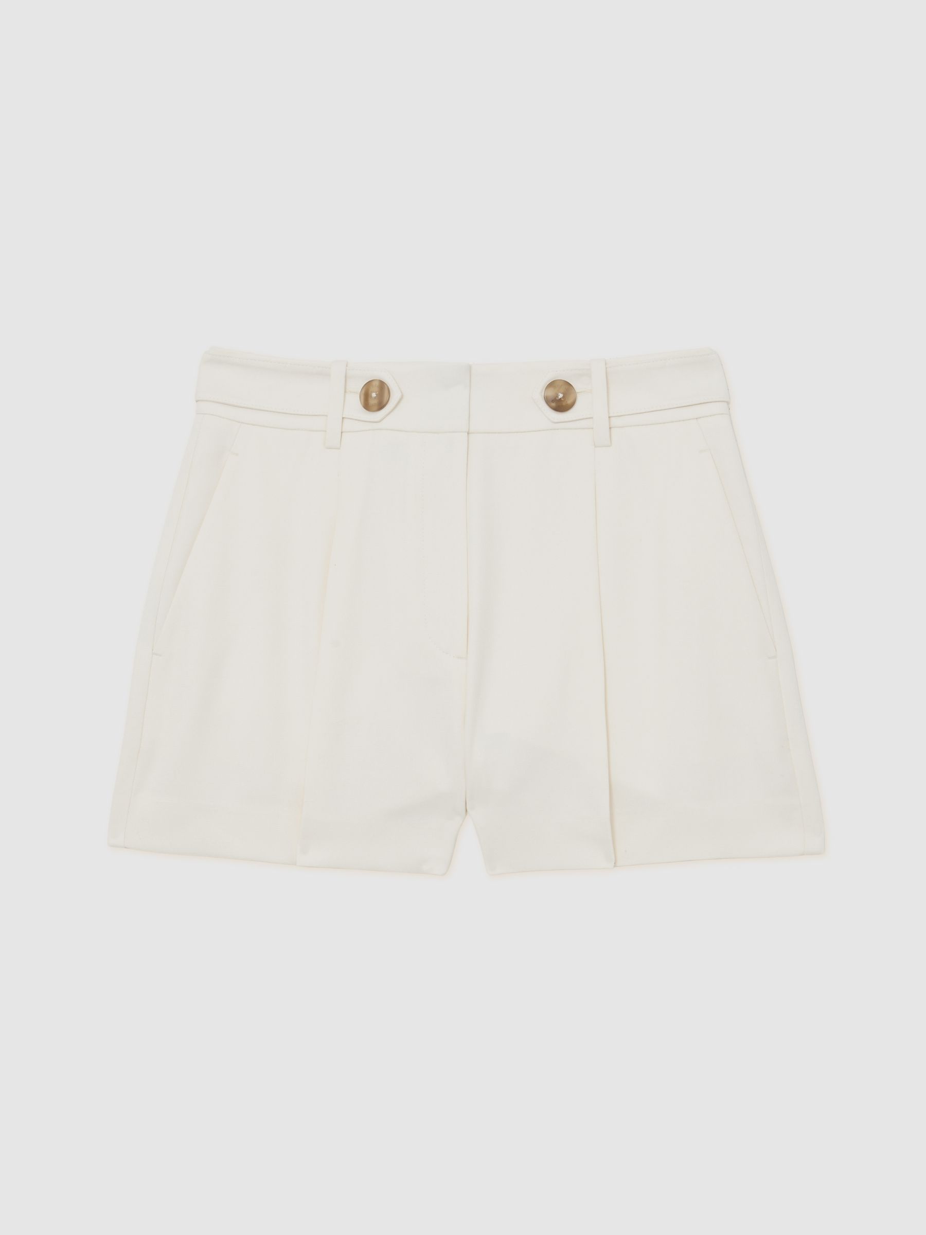 Button-Waist Tailored Shorts in Cream - Image 2 of 7