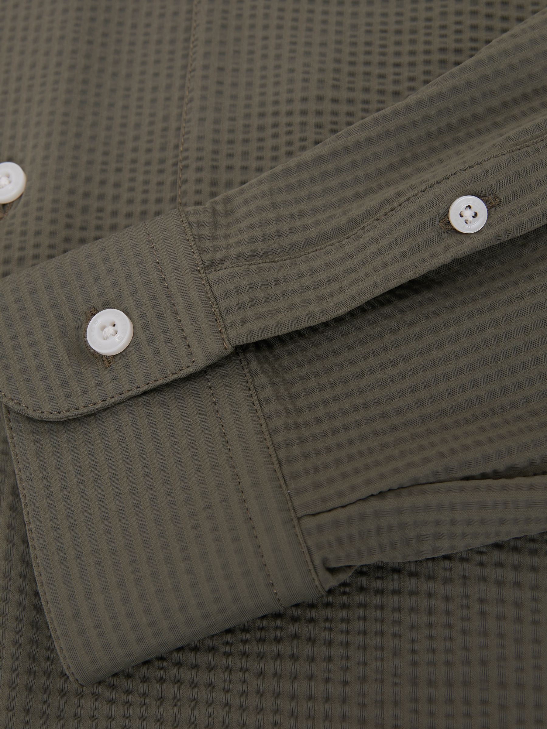 Seersucker Cutaway-Collar Regular-Fit Shirt in Dark Sage Green - Image 6 of 6