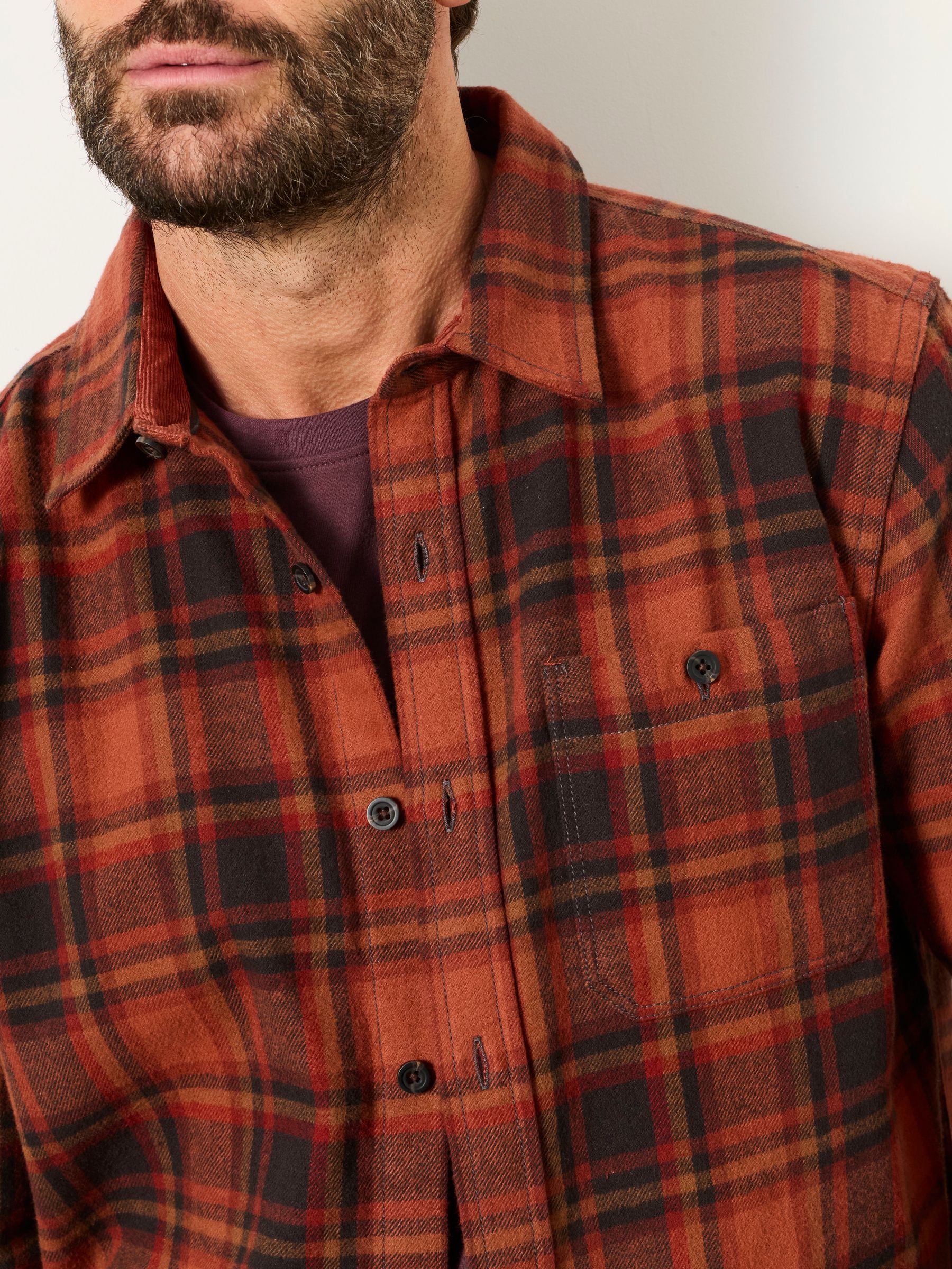 Hagley Orange Long Sleeve Check Shirt - Image 3 of 6
