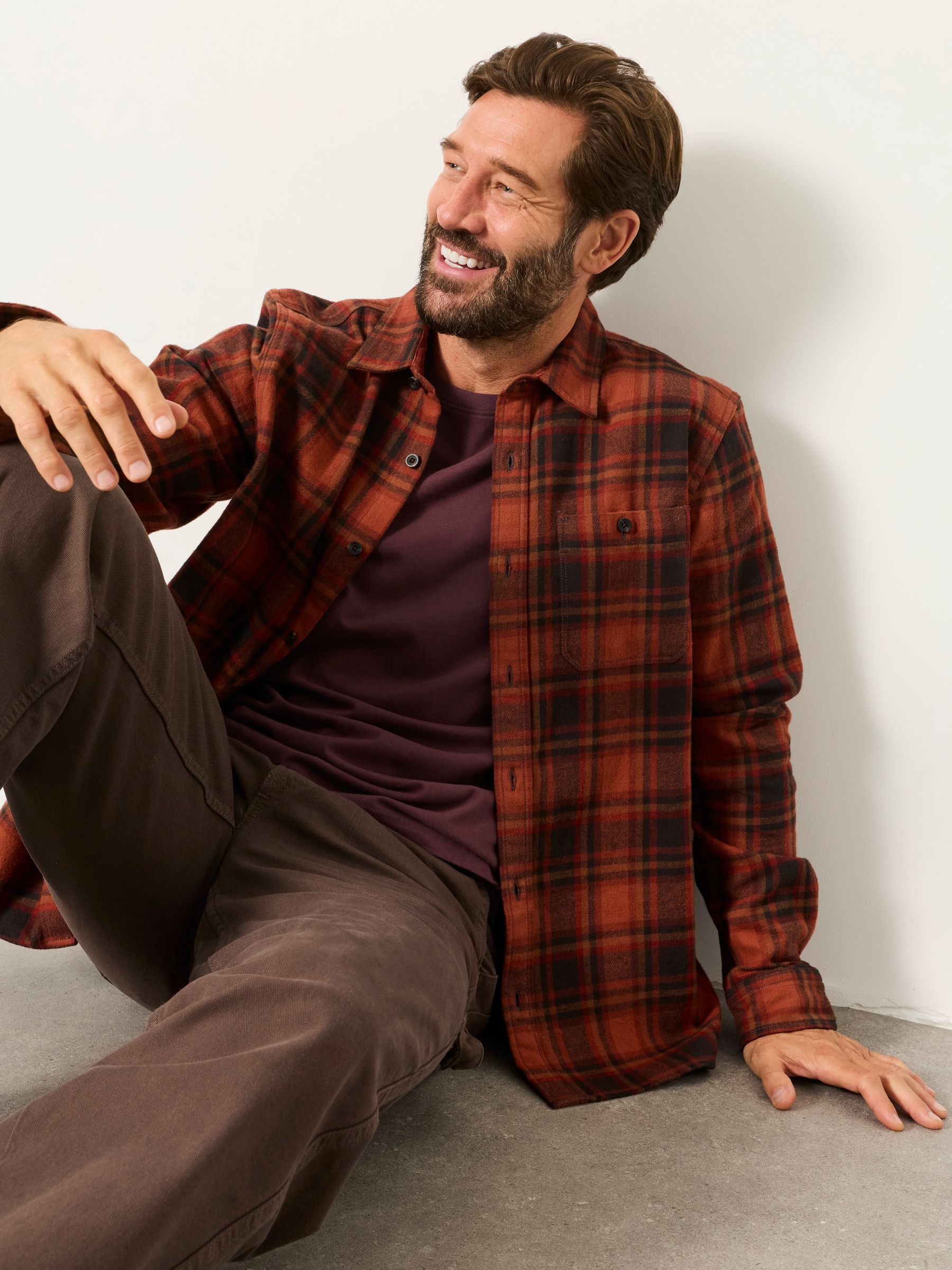 Hagley Orange Long Sleeve Check Shirt - Image 5 of 6