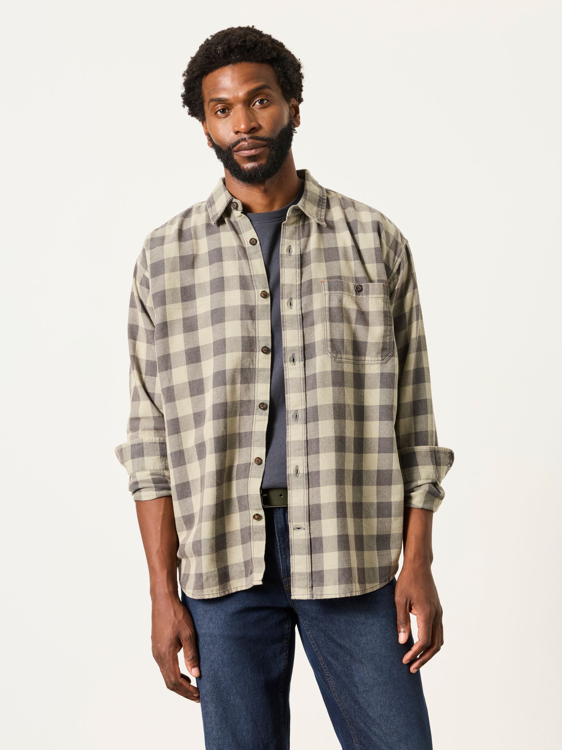 Thursby Green Long Sleeve Relaxed Fit Check Shirt - Image 1 of 6