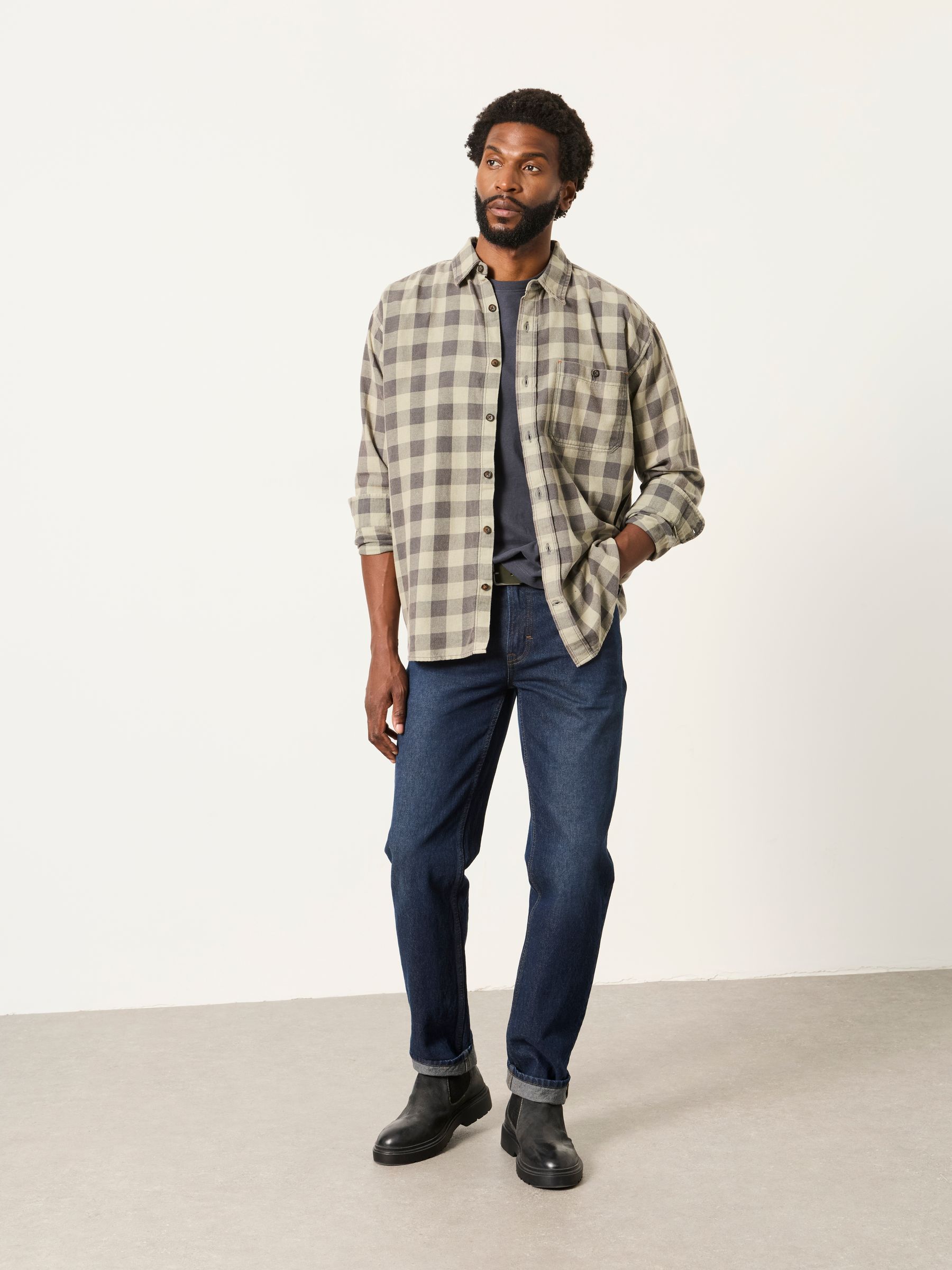 Thursby Green Long Sleeve Relaxed Fit Check Shirt - Image 3 of 6