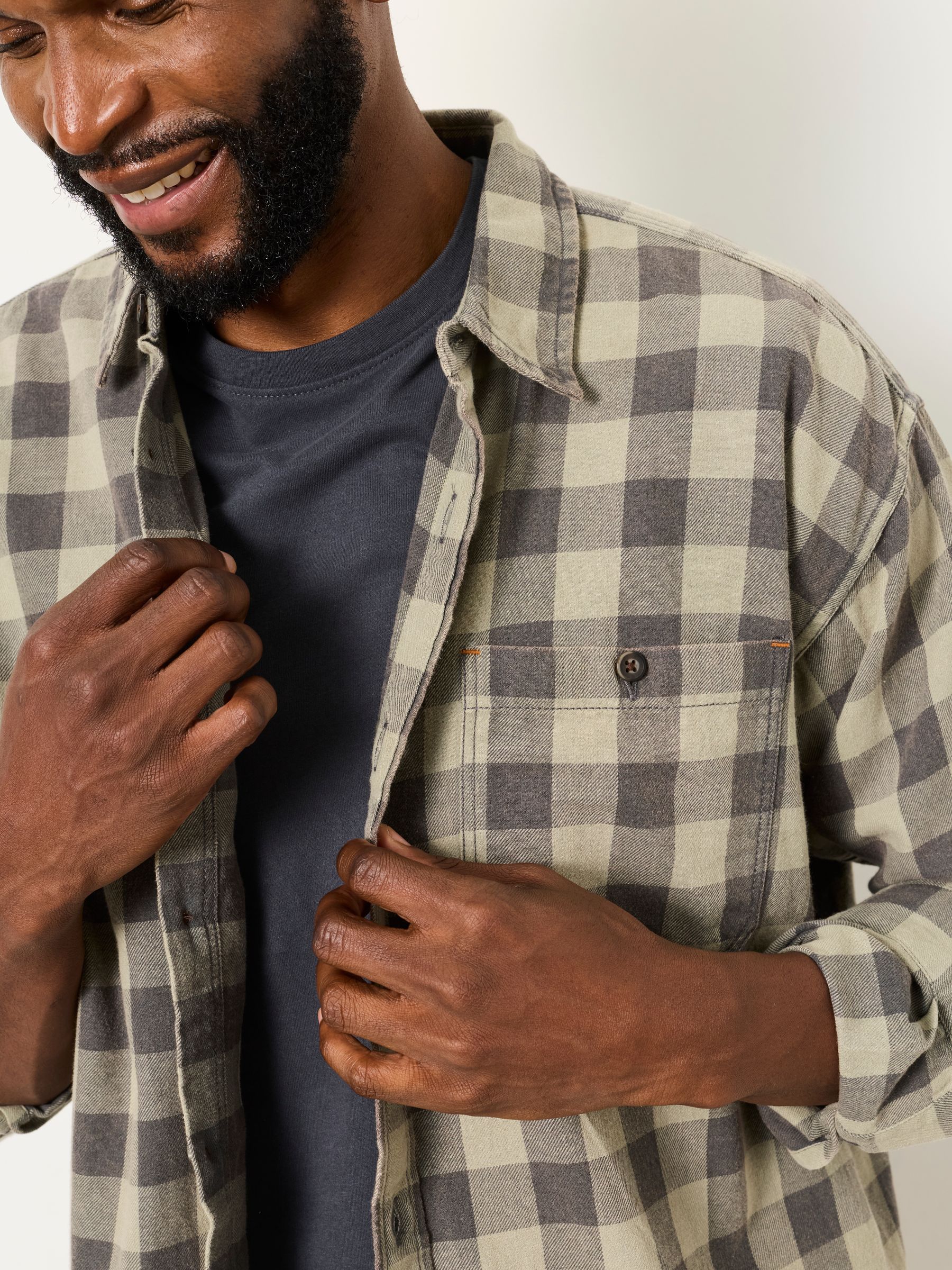 Thursby Green Long Sleeve Relaxed Fit Check Shirt - Image 5 of 6