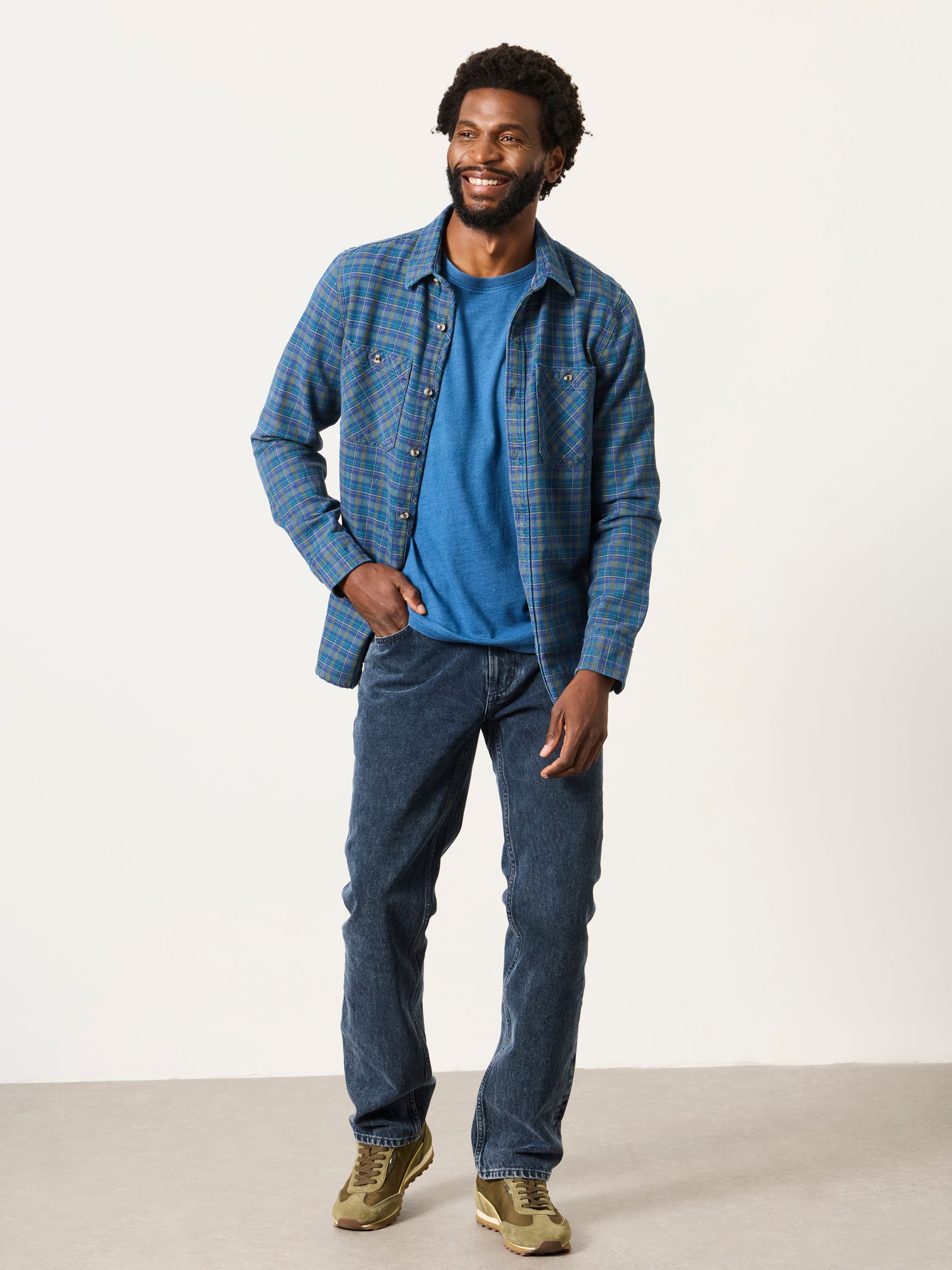 Blue Long Sleeve Indigo Rye Check Shirt - Image 5 of 5