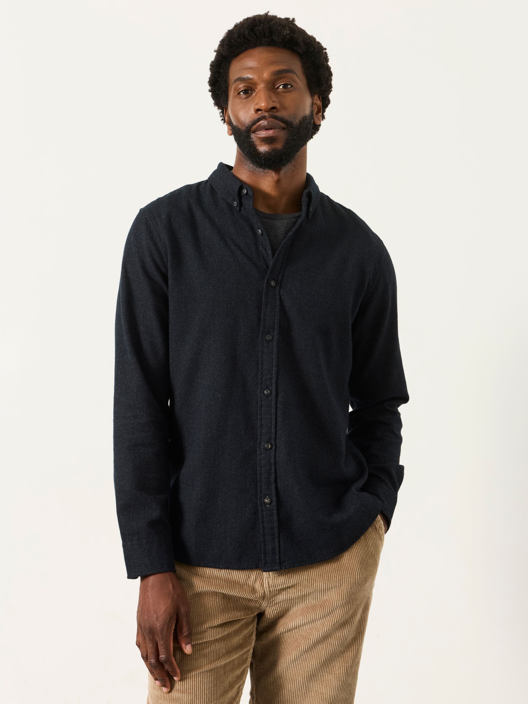 Tadwick Washed Black Long Sleeve Brushed Shirt - Image 1 of 5