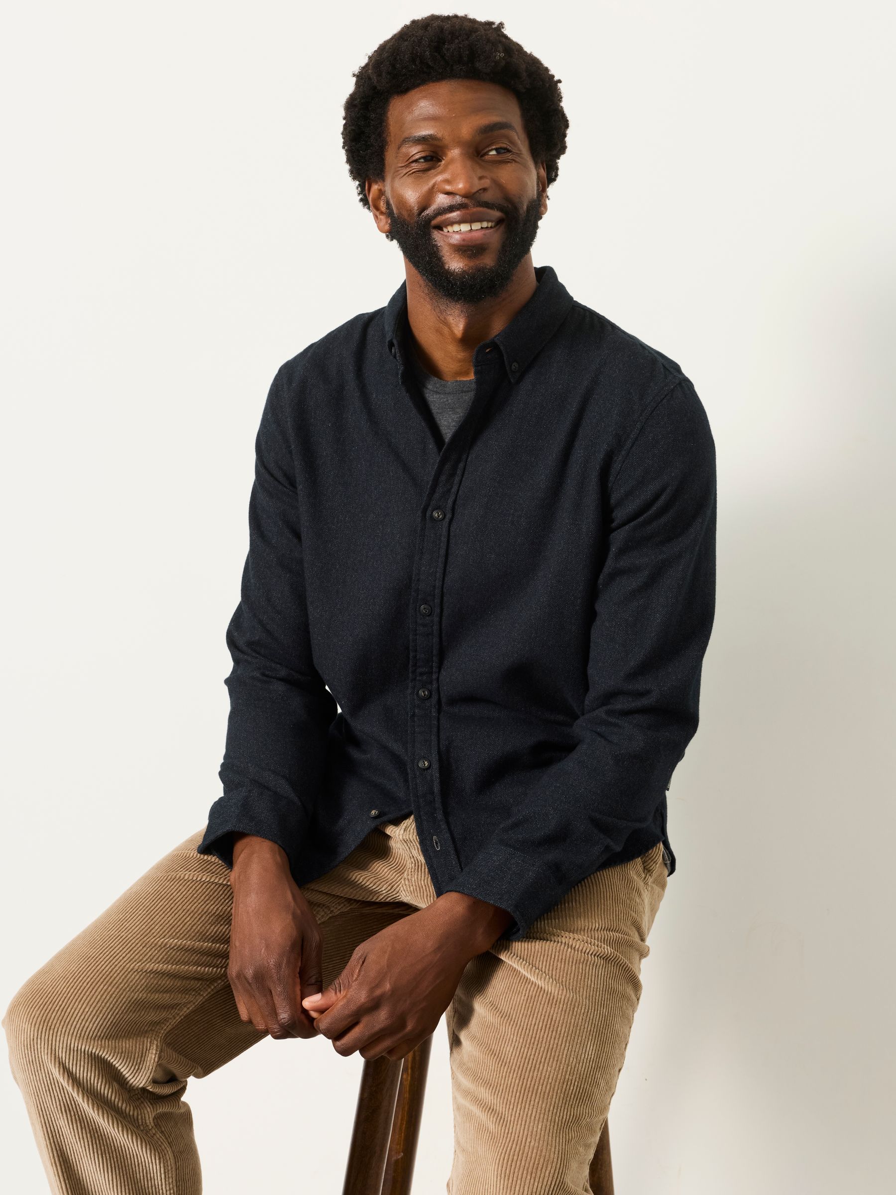 Tadwick Washed Black Long Sleeve Brushed Shirt - Image 3 of 5