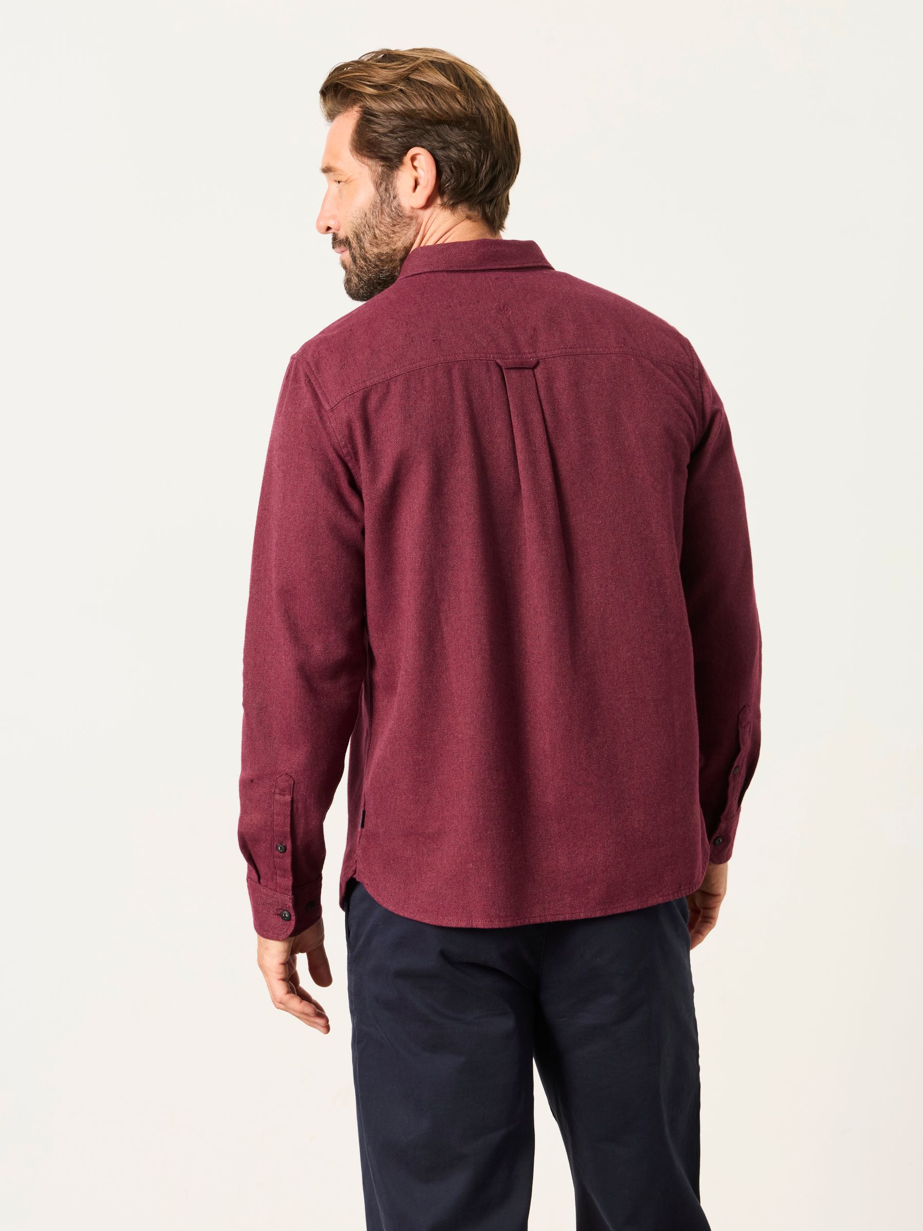 Tadwick Burgundy Red Long Sleeve Brushed Shirt - Image 2 of 6 Tadwick Burgundy Red Long Sleeve Brushed Shirt - Image 2 of 6