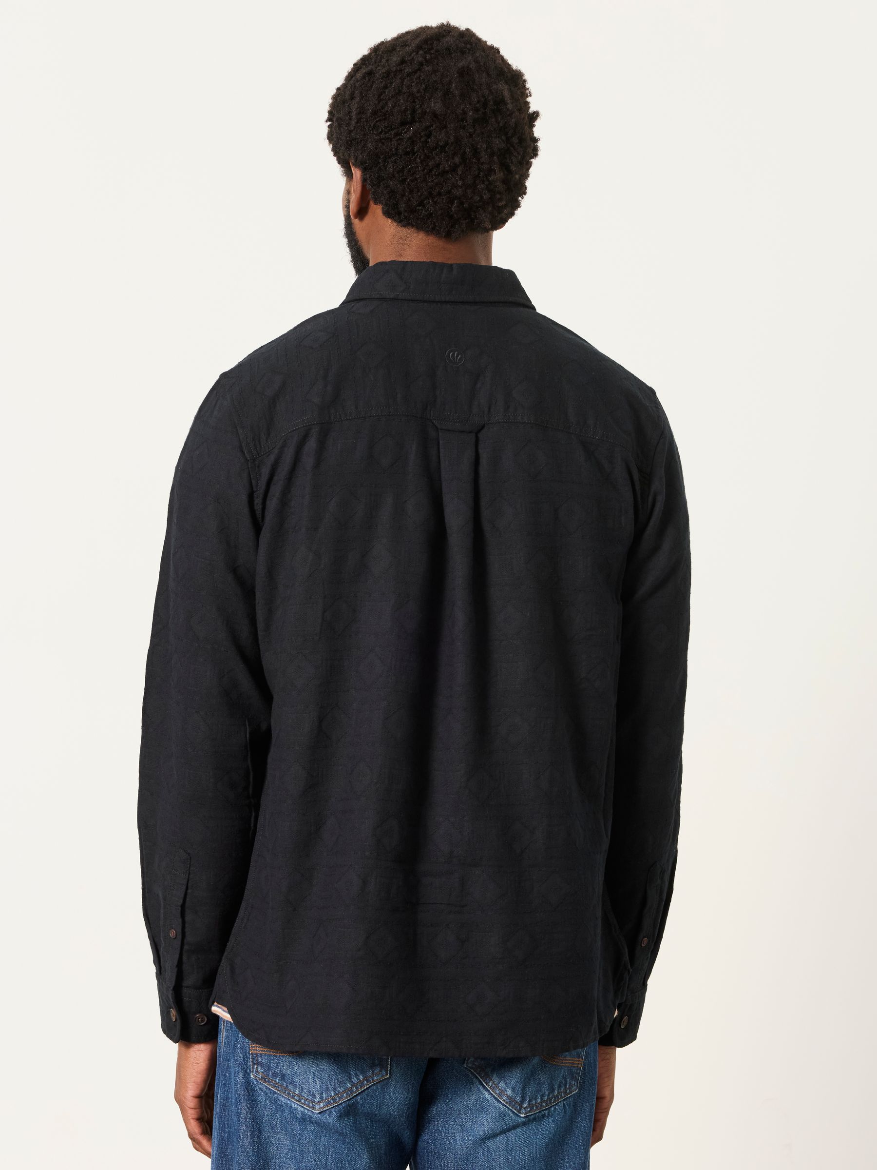 Wanson Black Long Sleeve Jacquard Pattern Shirt - Image 2 of 5 Wanson Black Long Sleeve Jacquard Pattern Shirt - Image 2 of 5