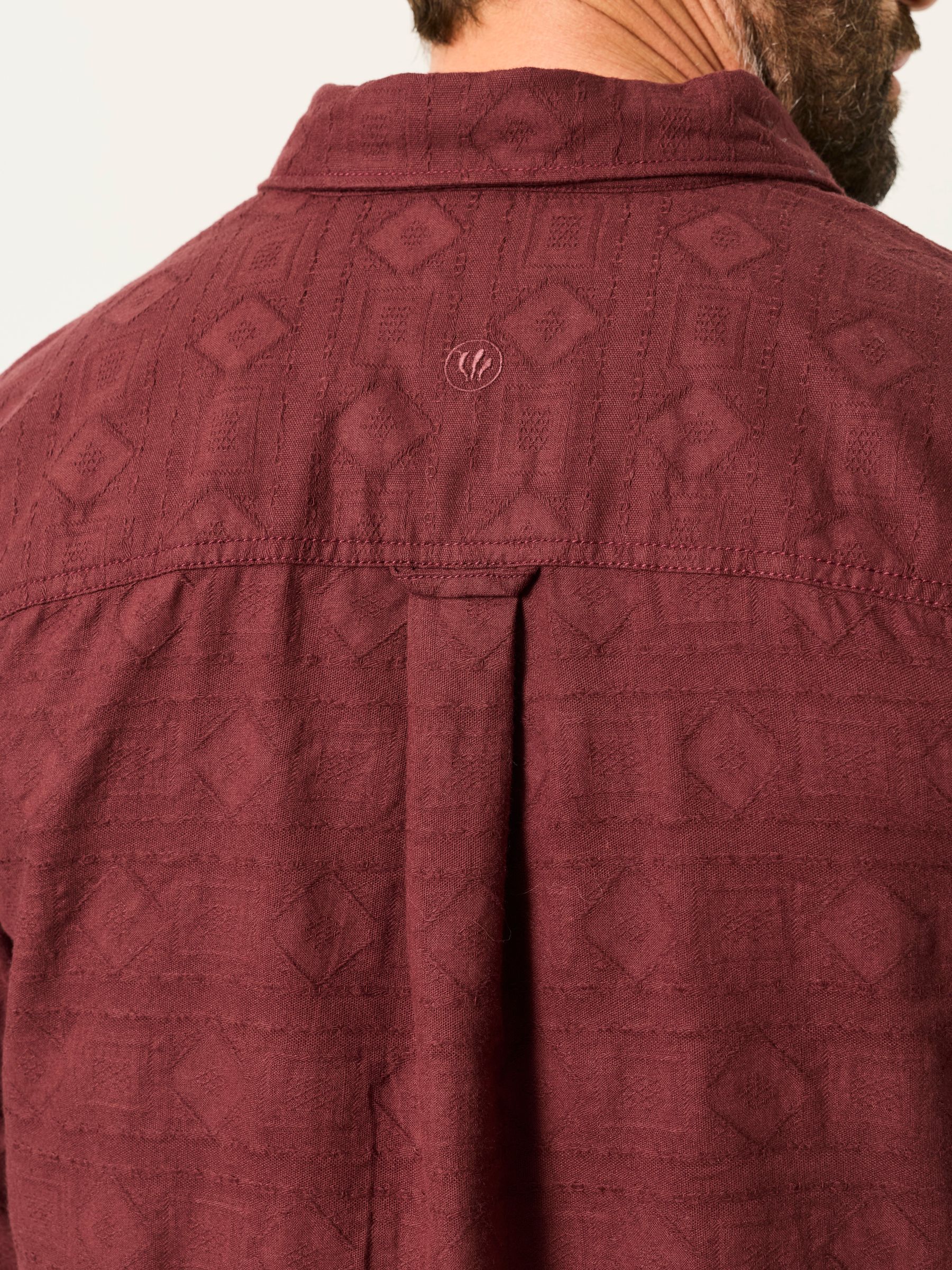 Wanson Burgundy Red Long Sleeve Jacquard Pattern Shirt - Image 3 of 5