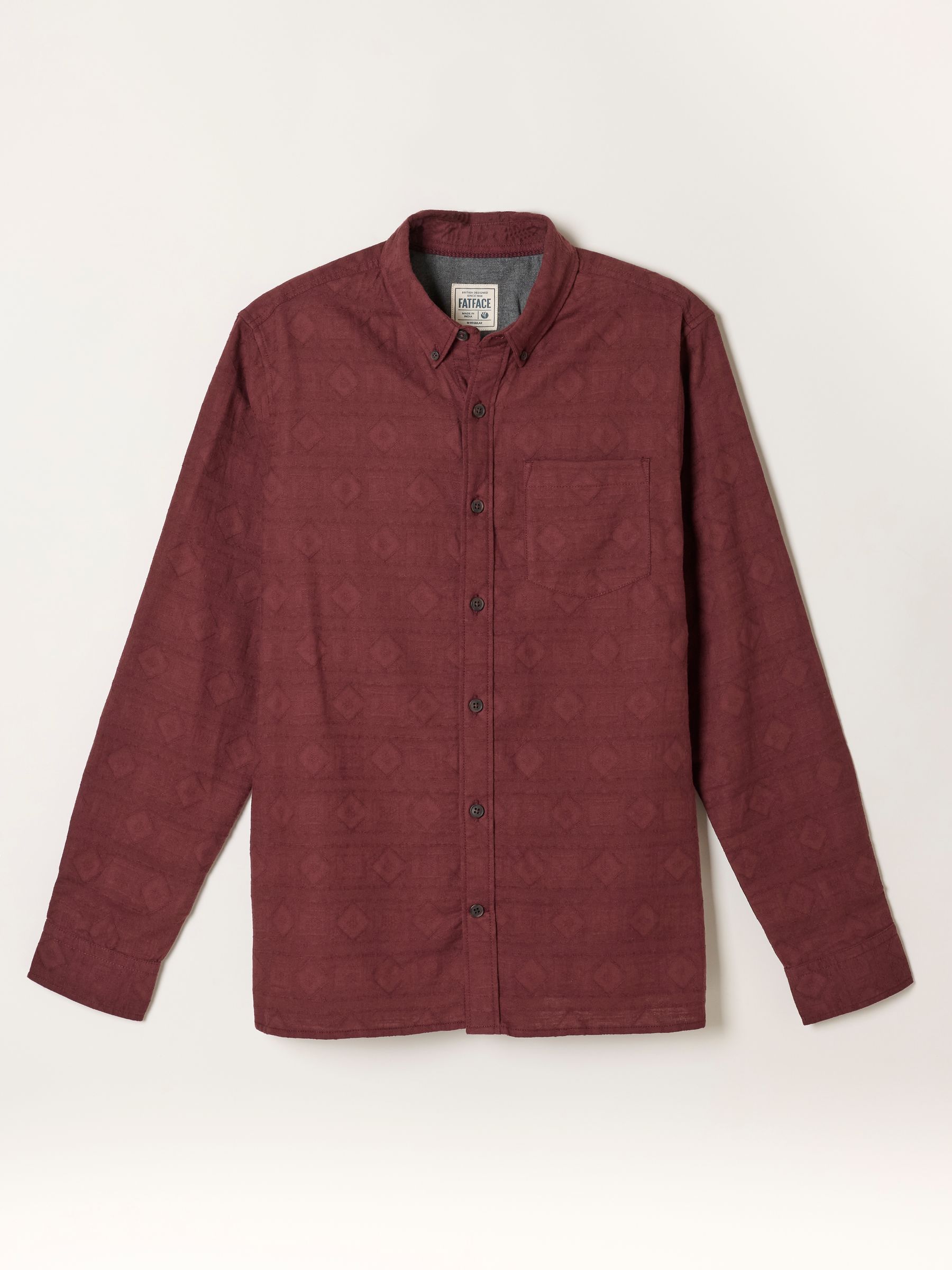 Wanson Burgundy Red Long Sleeve Jacquard Pattern Shirt - Image 5 of 5