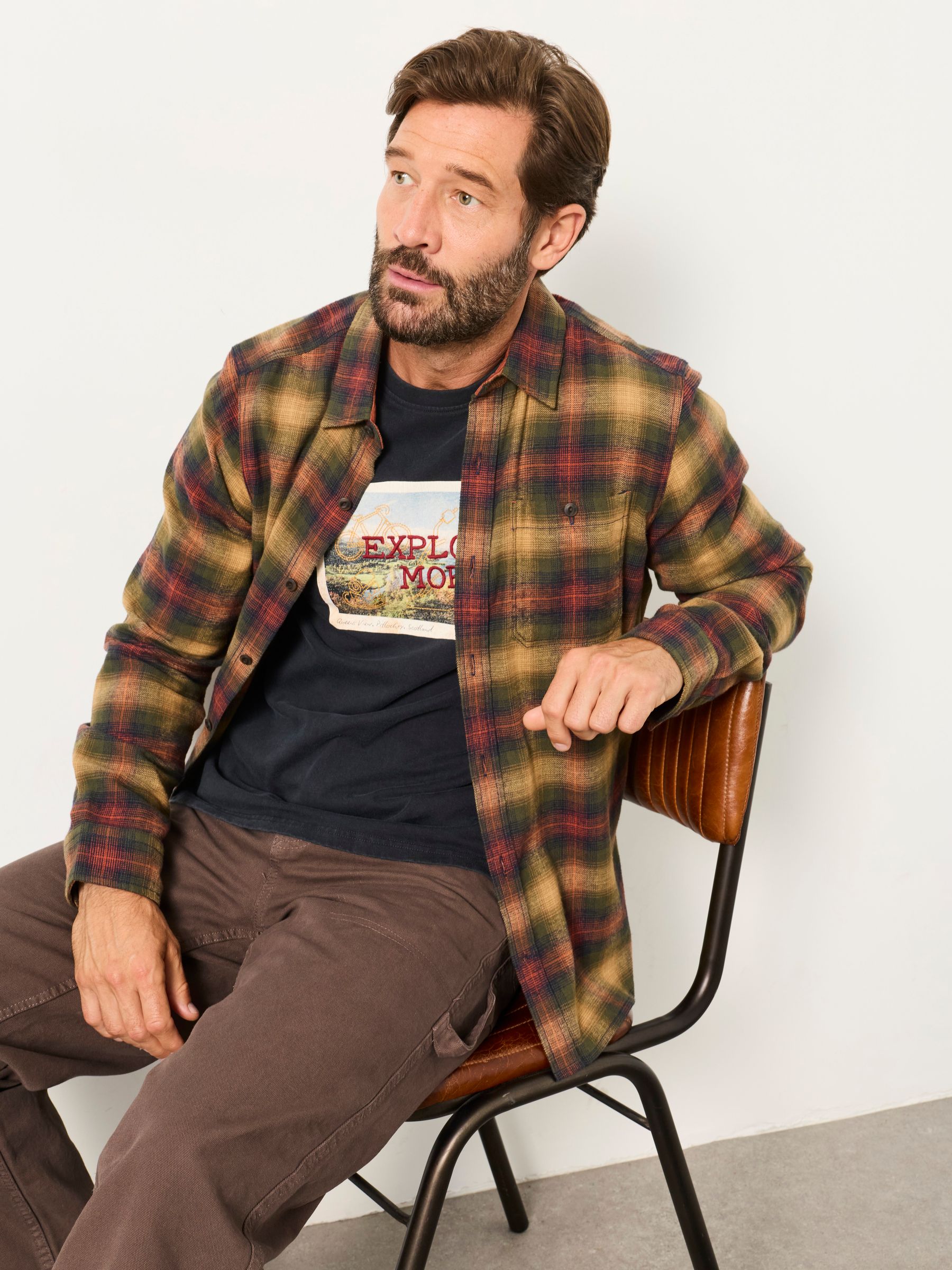 Loxley Brown Long Sleeve Check Shirt - Image 5 of 6