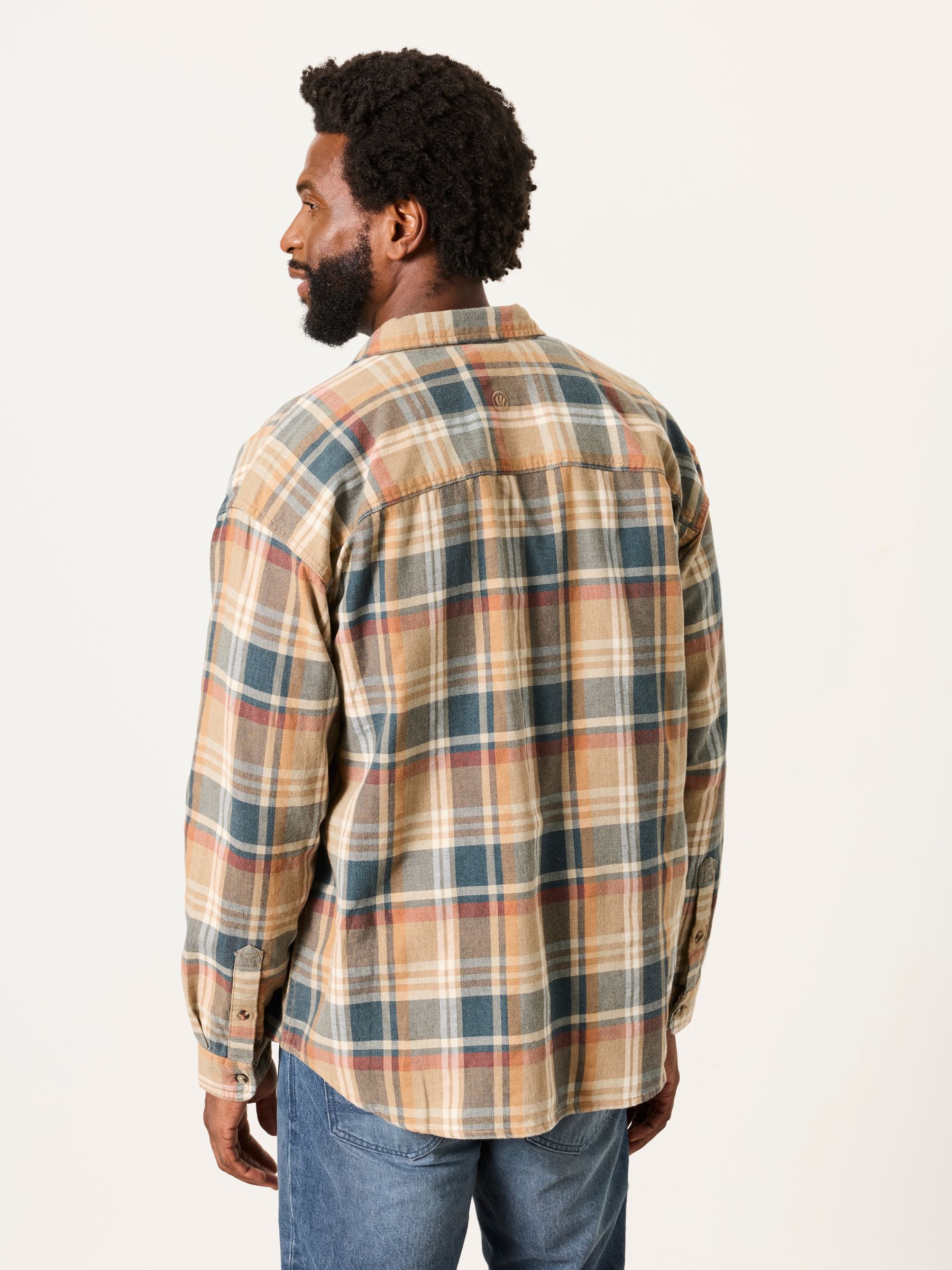 Vassa Natural Long Sleeve Relaxed Fit Check Shirt - Image 2 of 5