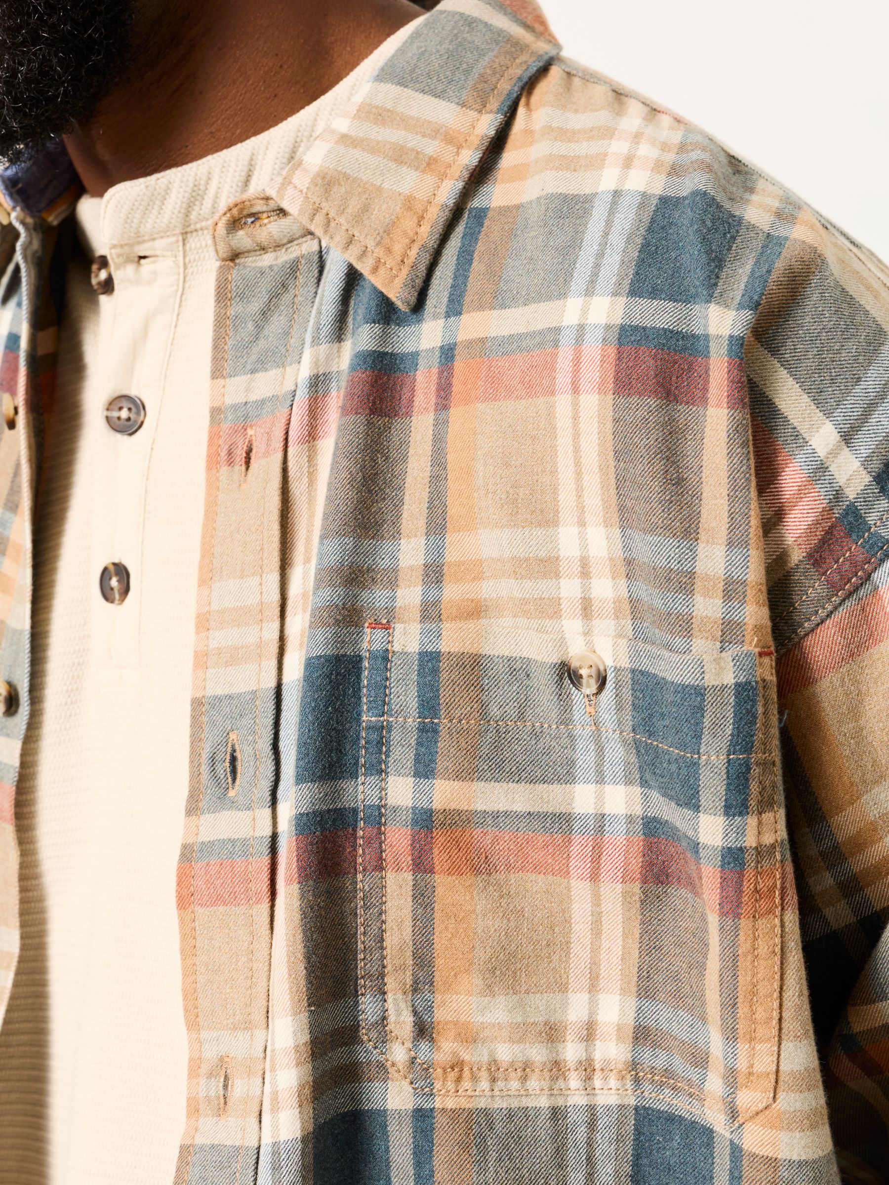 Vassa Natural Long Sleeve Relaxed Fit Check Shirt - Image 3 of 5