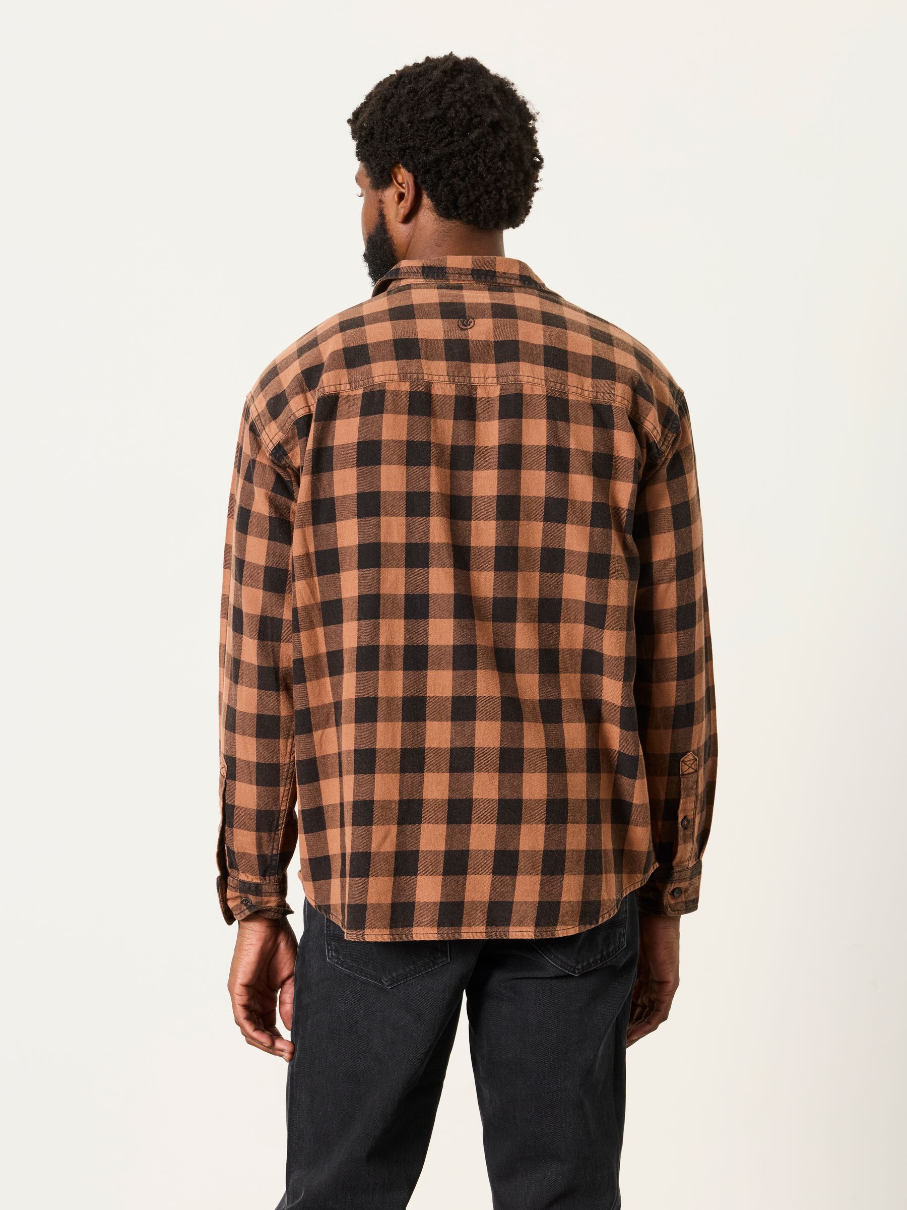 Thursby Rust Brown Long Sleeve Relaxed Fit Check Shirt - Image 2 of 6 Thursby Rust Brown Long Sleeve Relaxed Fit Check Shirt - Image 2 of 6