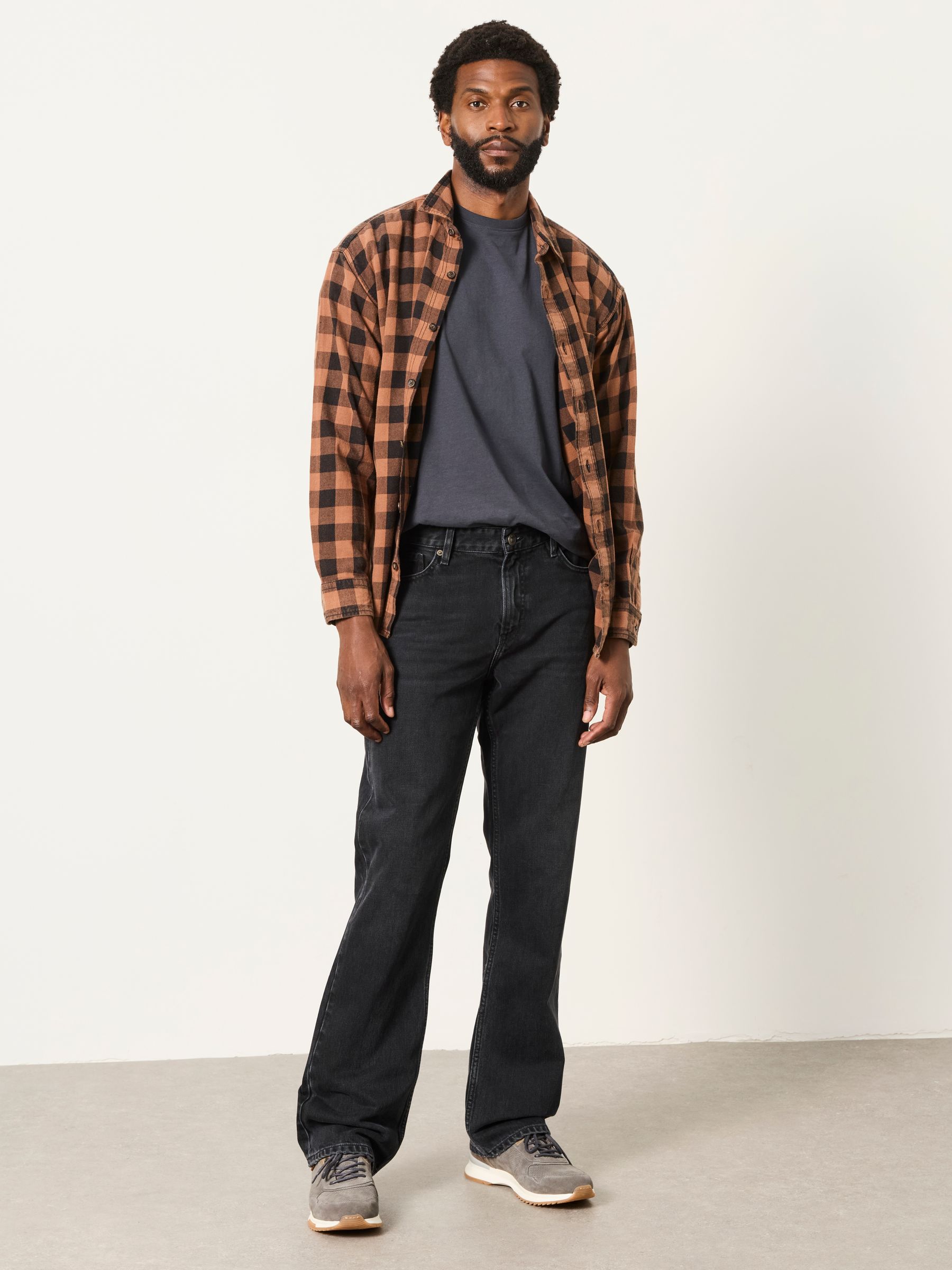 Thursby Rust Brown Long Sleeve Relaxed Fit Check Shirt - Image 3 of 6